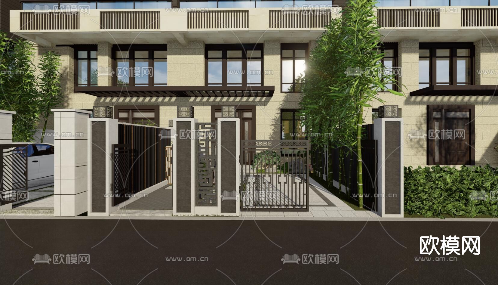 现代别墅外观su模型下载（渲染图9）