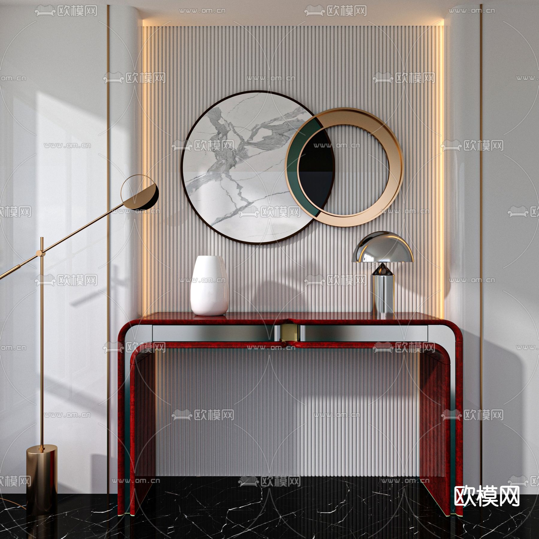 后现代玄关端景条案3d模型
