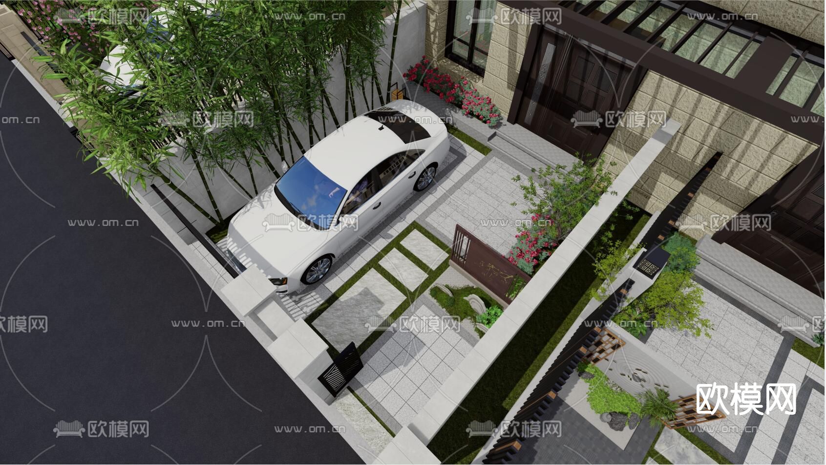 现代别墅外观su模型下载（渲染图6）