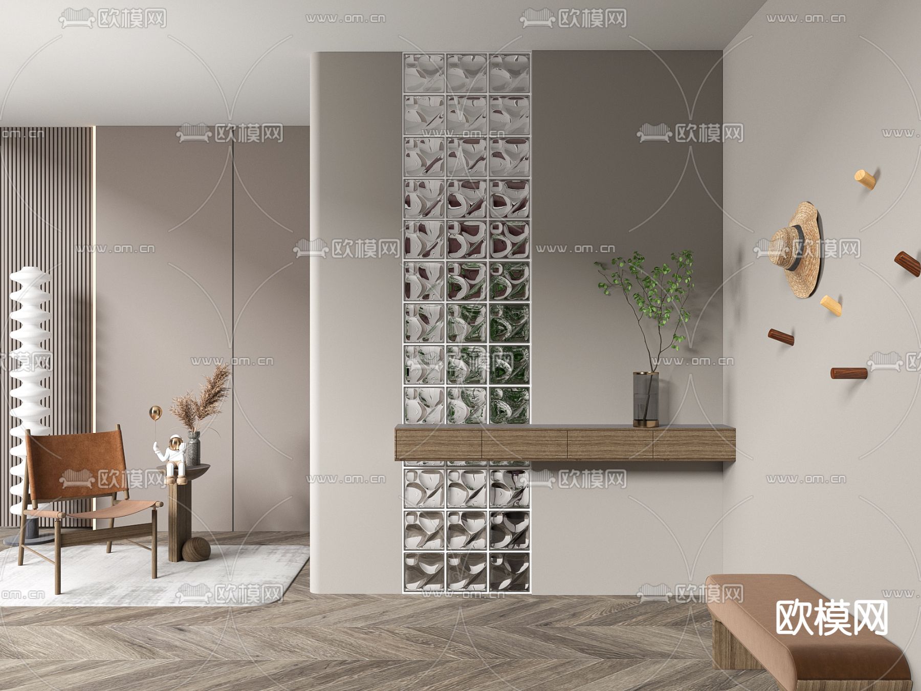 侘寂玄关端景台3d模型