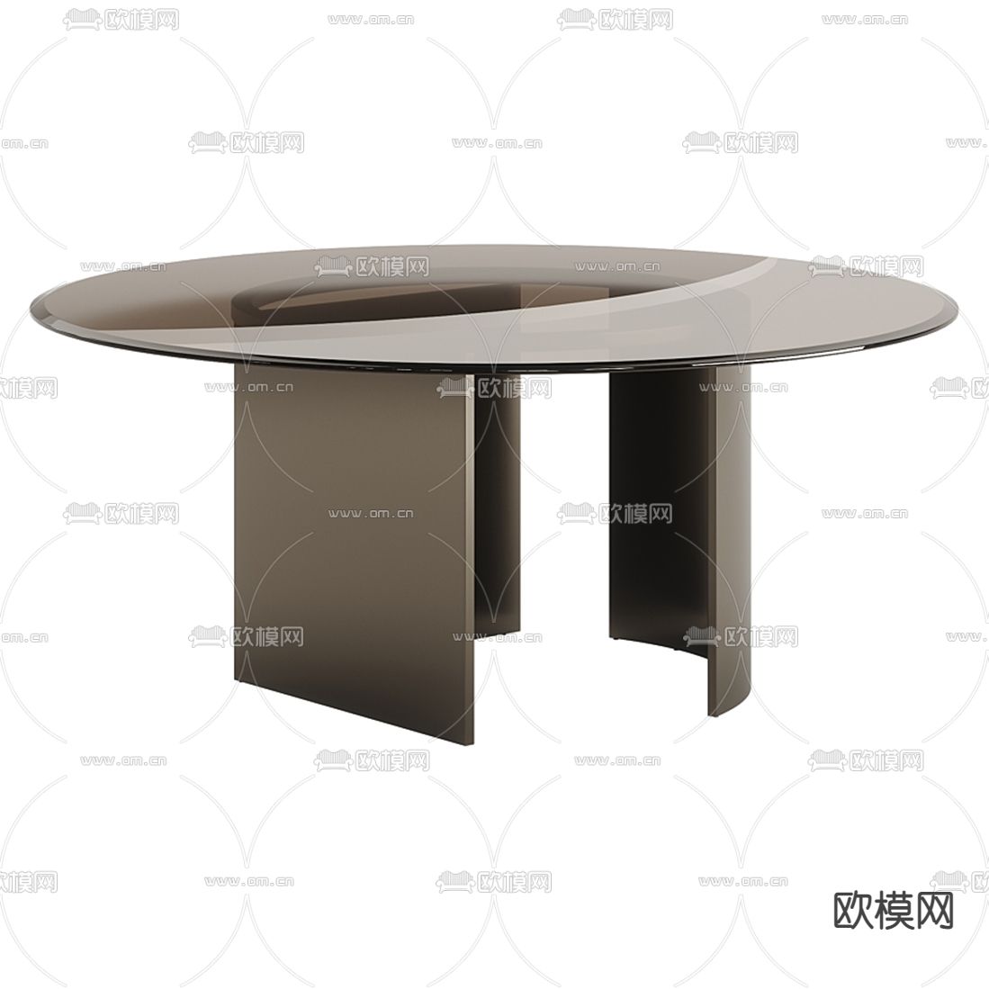 Fendi 现代玻璃圆形餐桌3d模型