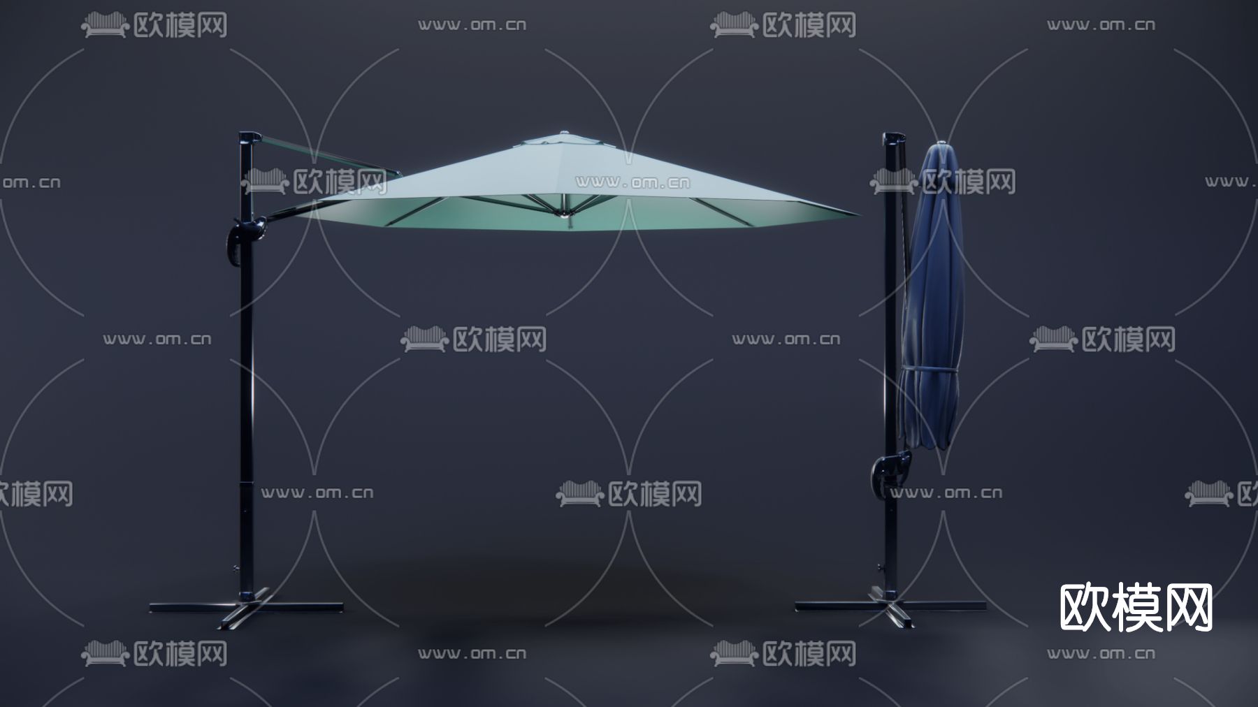 现代户外遮阳伞su模型下载（渲染图1）