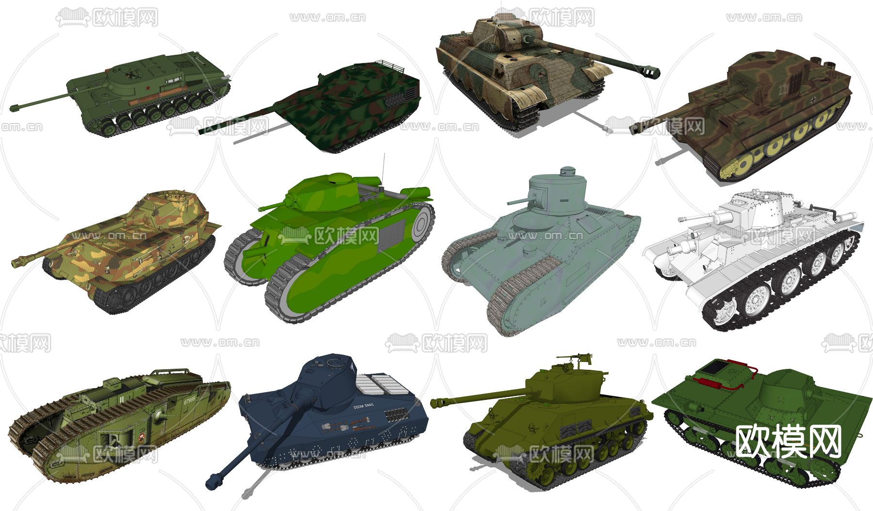 现代军事器材坦克su模型下载