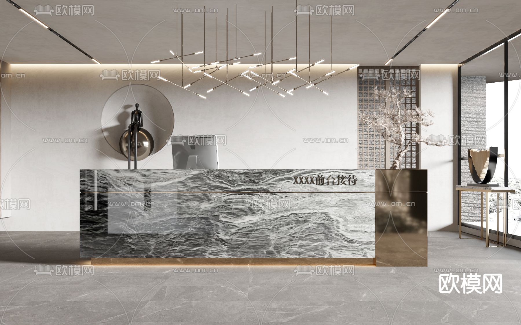 现代前台接待台3d模型