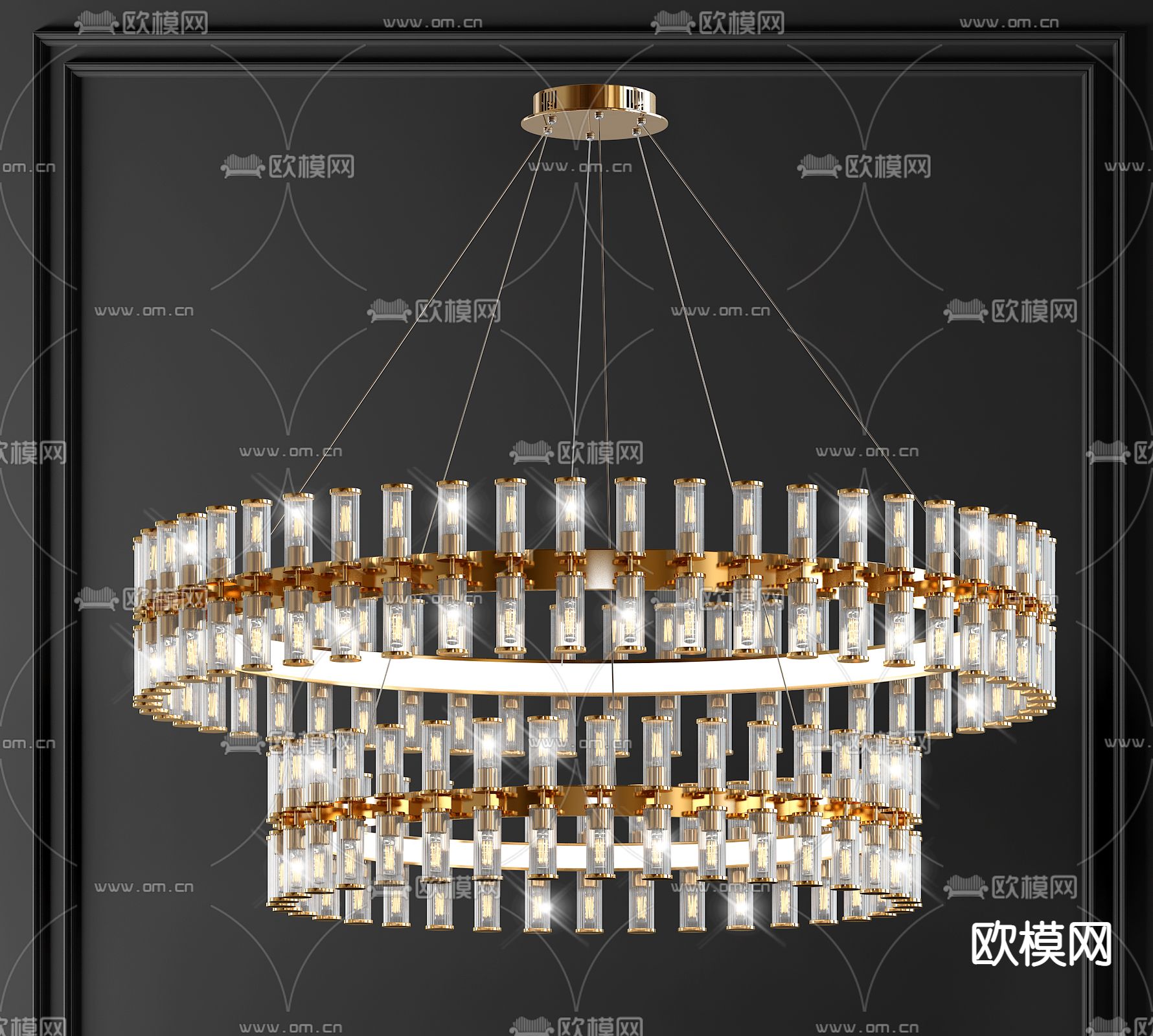 现代双层水晶吊灯3d模型下载