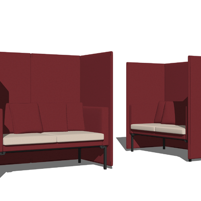  现代高靠背卡座沙发su模型 