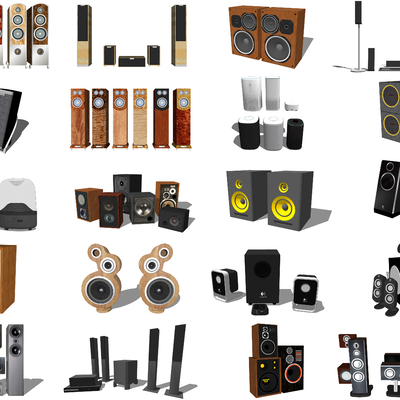  现代音箱音响su模型 