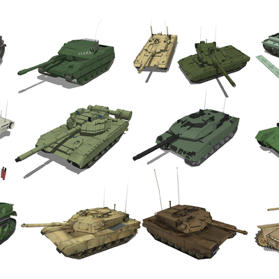  现代军事器材坦克su模型 