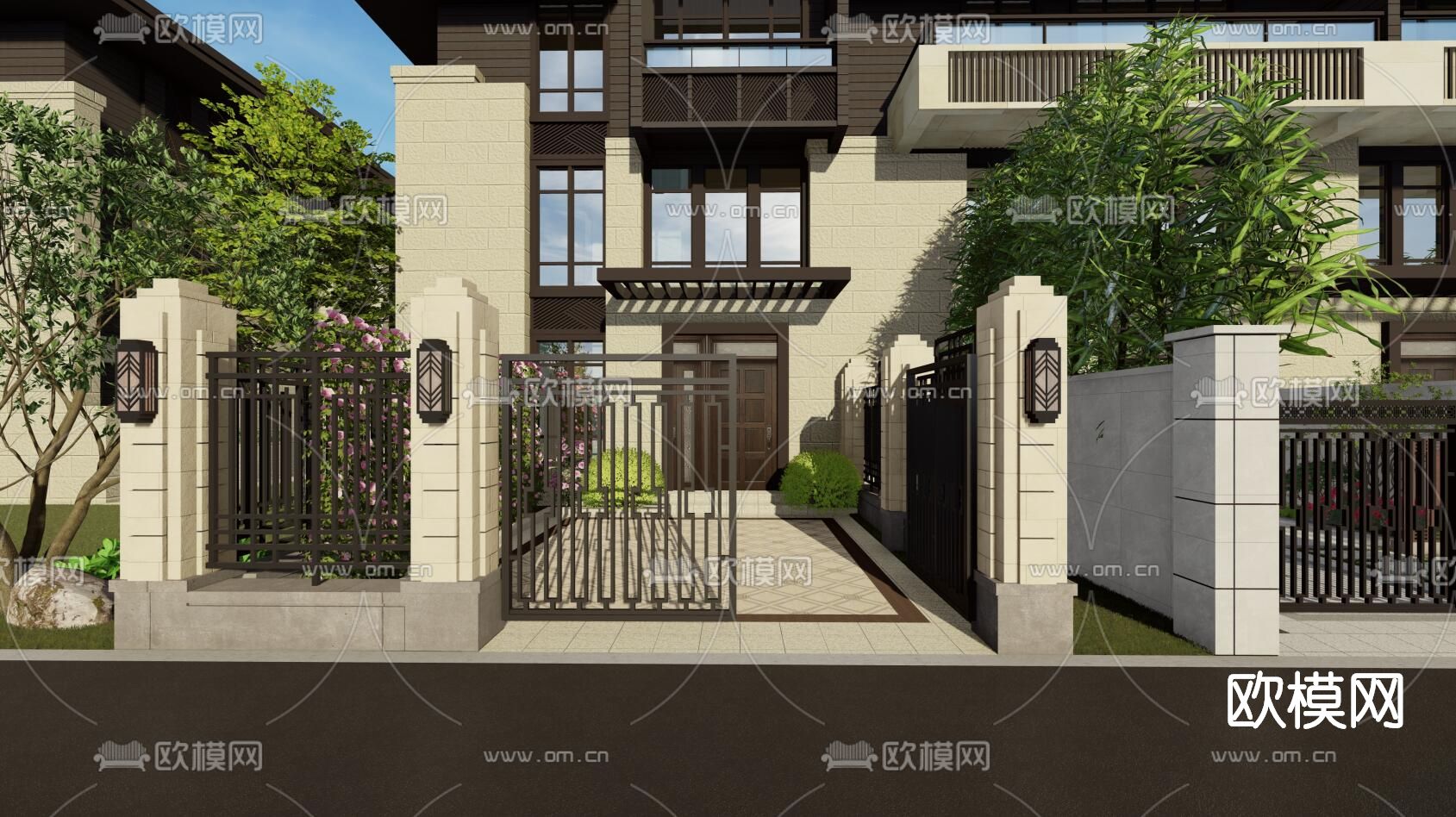 现代别墅外观su模型下载（渲染图8）
