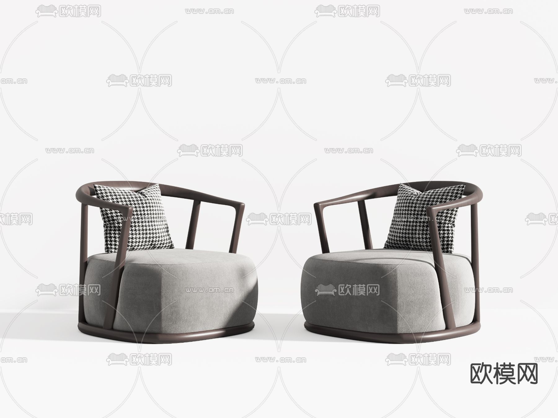 新中式布艺单人沙发3d模型