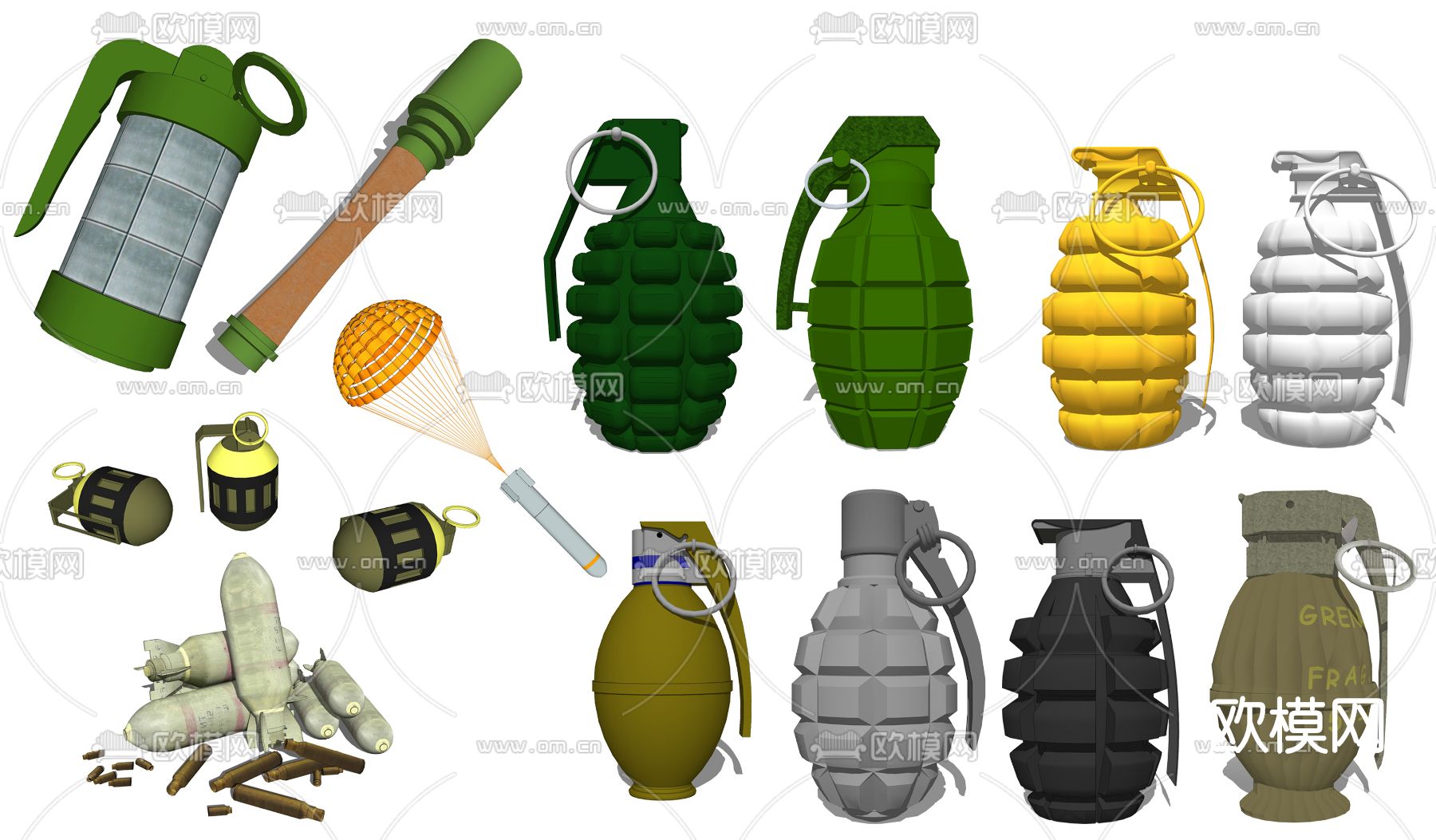 现代手雷炸弹军事器材su模型下载