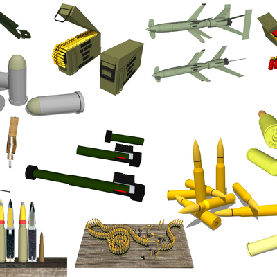  现代导弹弹药军事器材su模型 