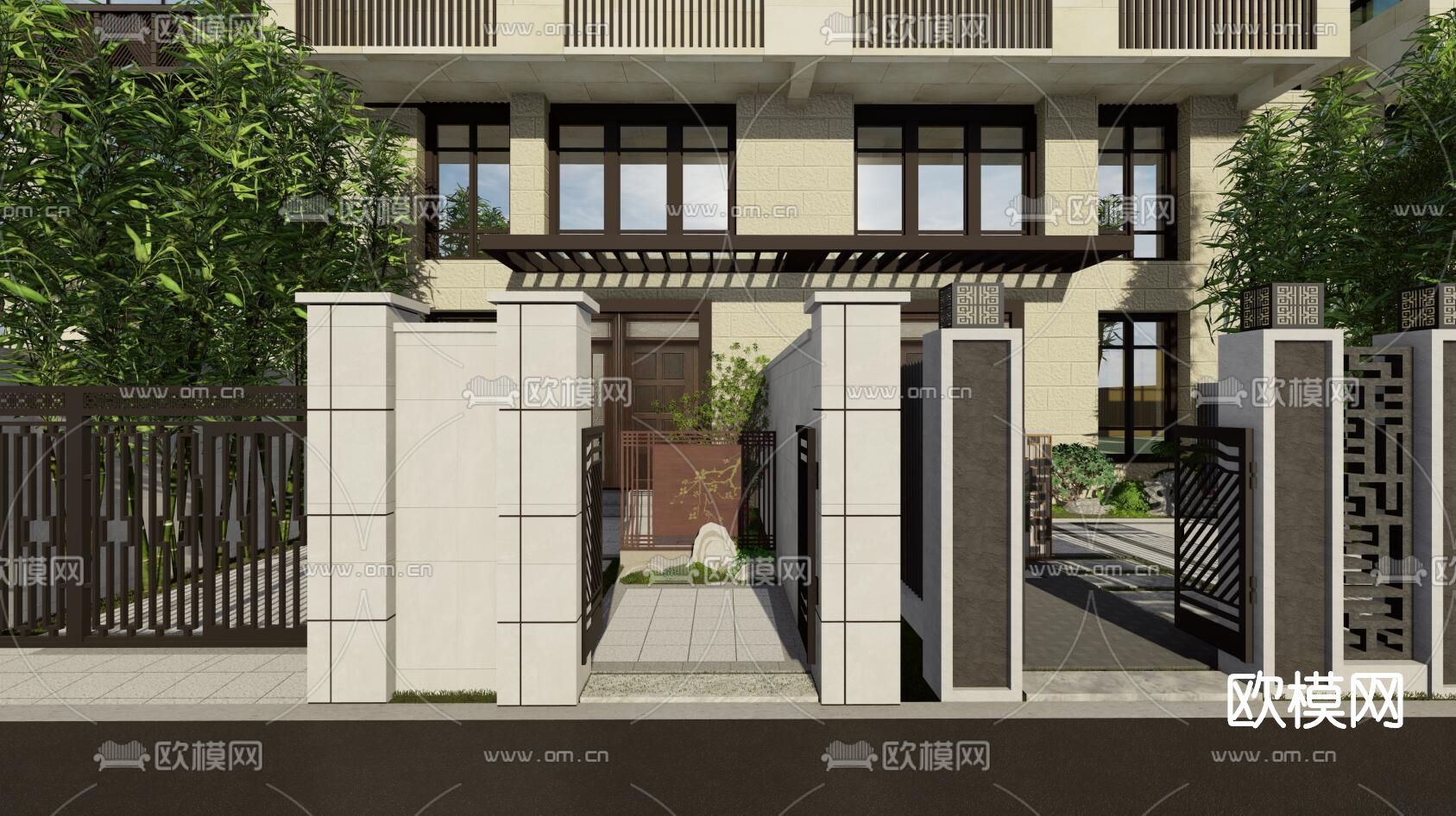 现代别墅外观su模型下载（渲染图5）