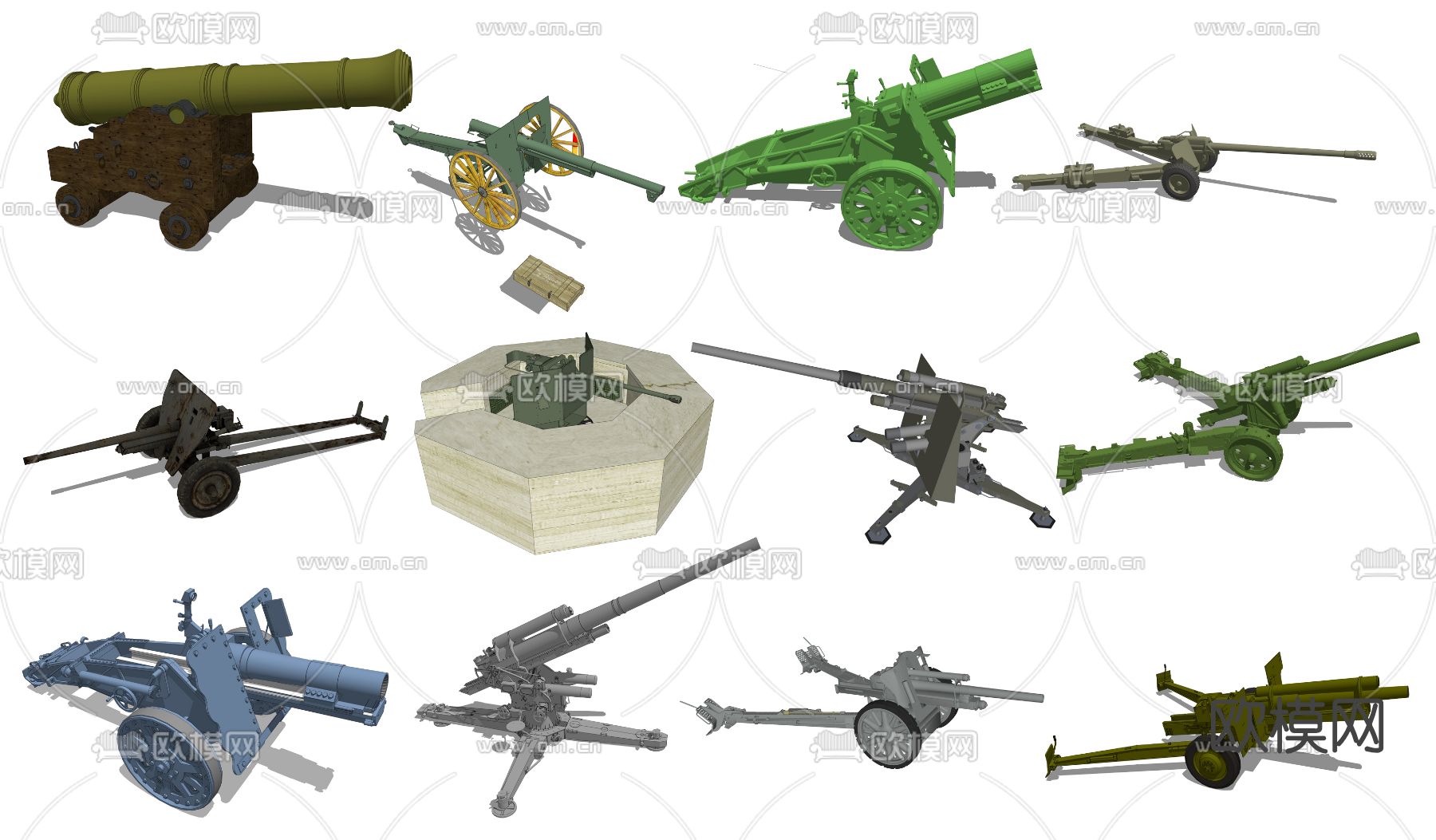 现代火炮军事器材su模型下载