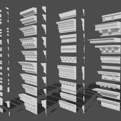  欧式石膏装饰线su模型 