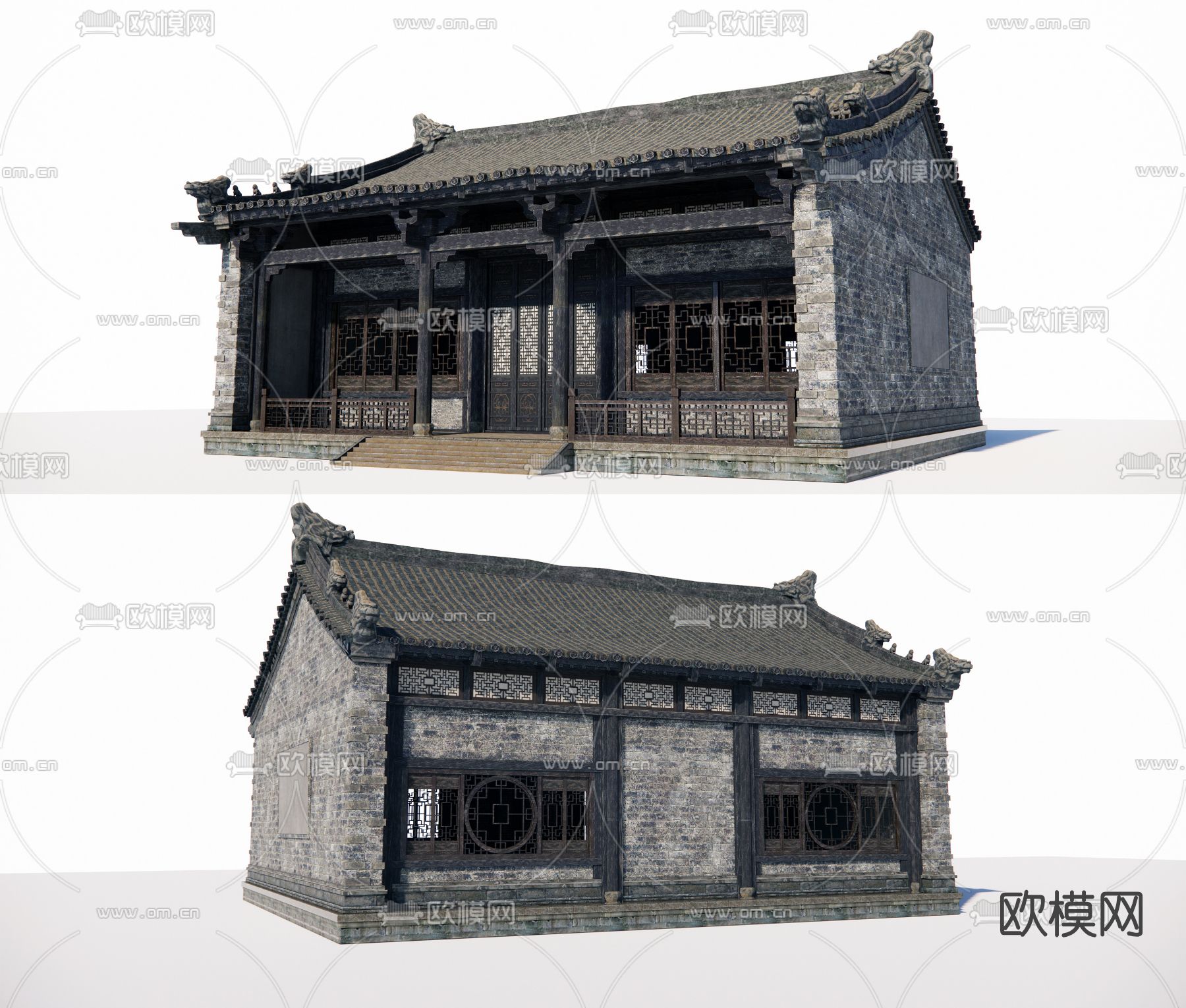 中式古建民居su模型下载（渲染图2）