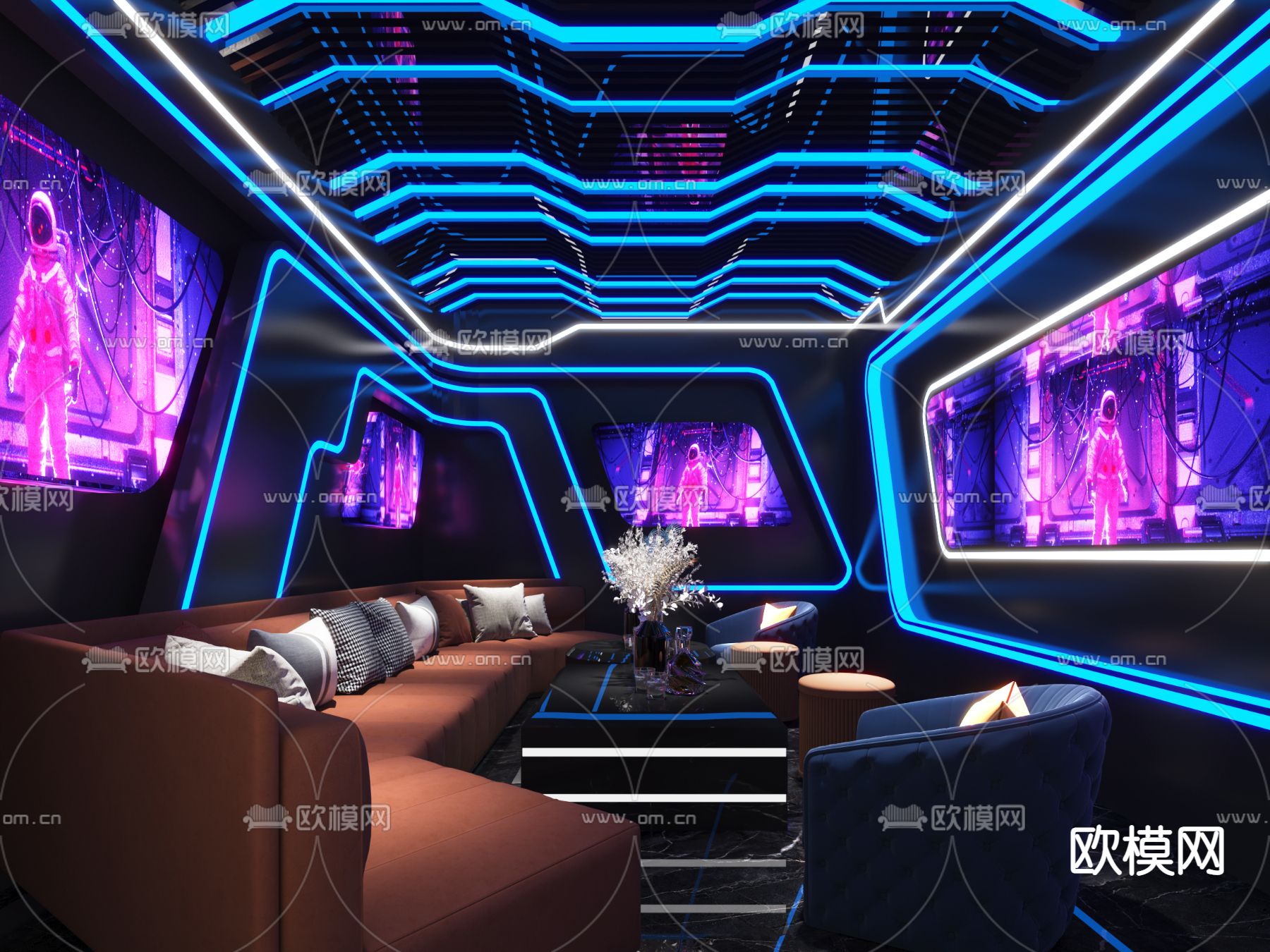 现代KTV包房3d模型