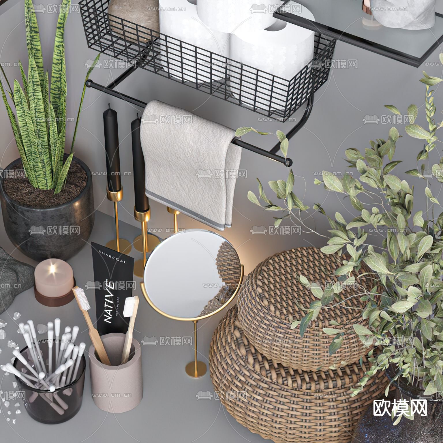 现代洗护洗涤用品3d模型下载（渲染图3）