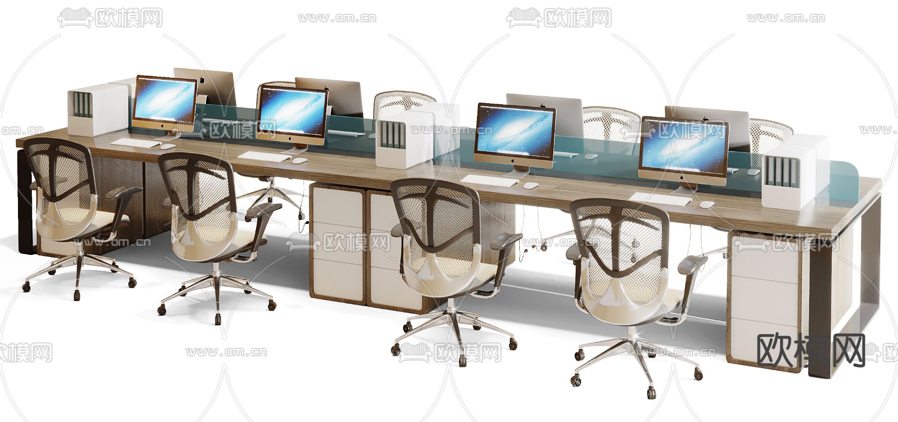 现代办公桌椅卡位3d模型