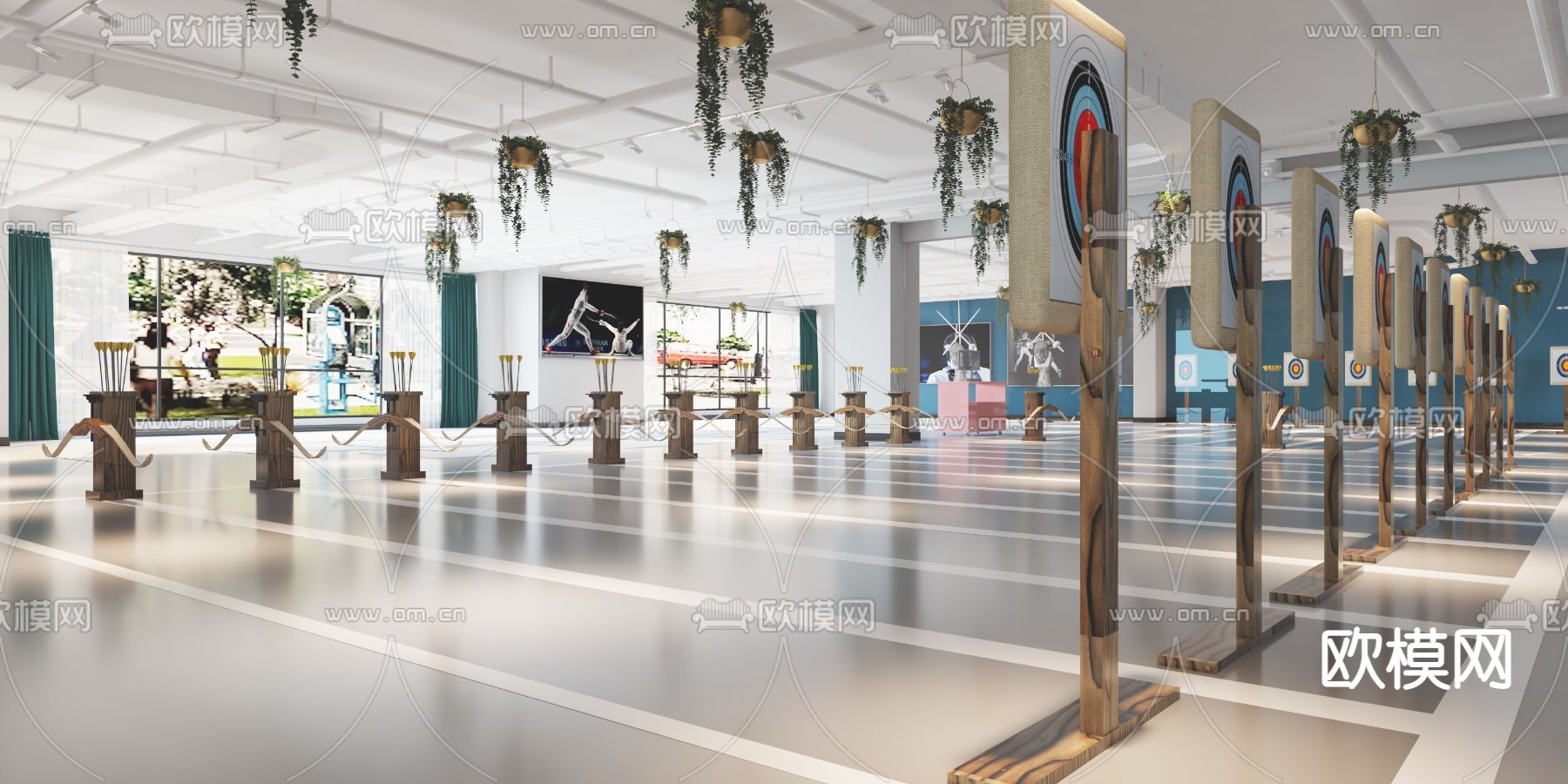 现代射箭馆3d模型下载（渲染图2）