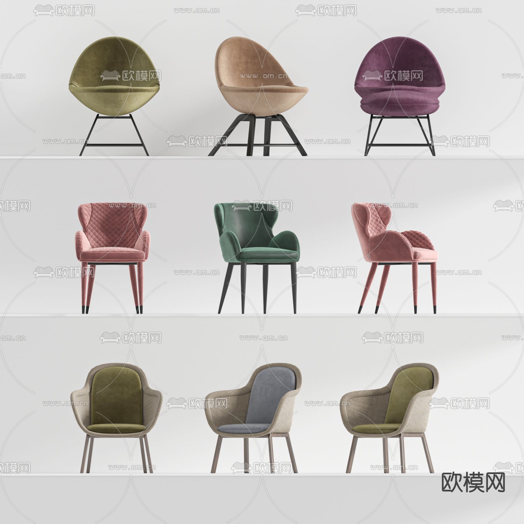 现代布艺休闲椅3d模型下载