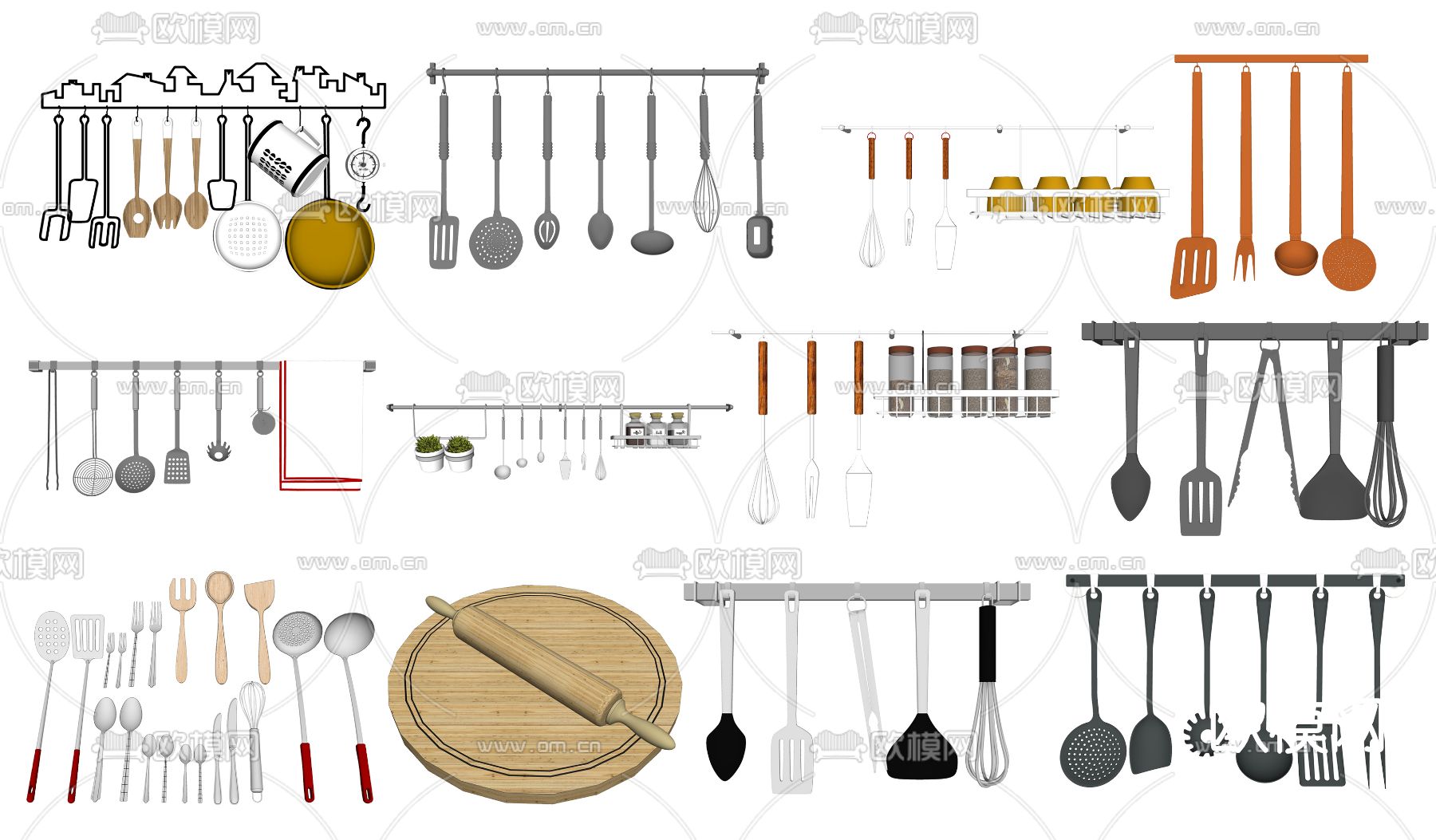 现代厨房用品厨具su模型下载