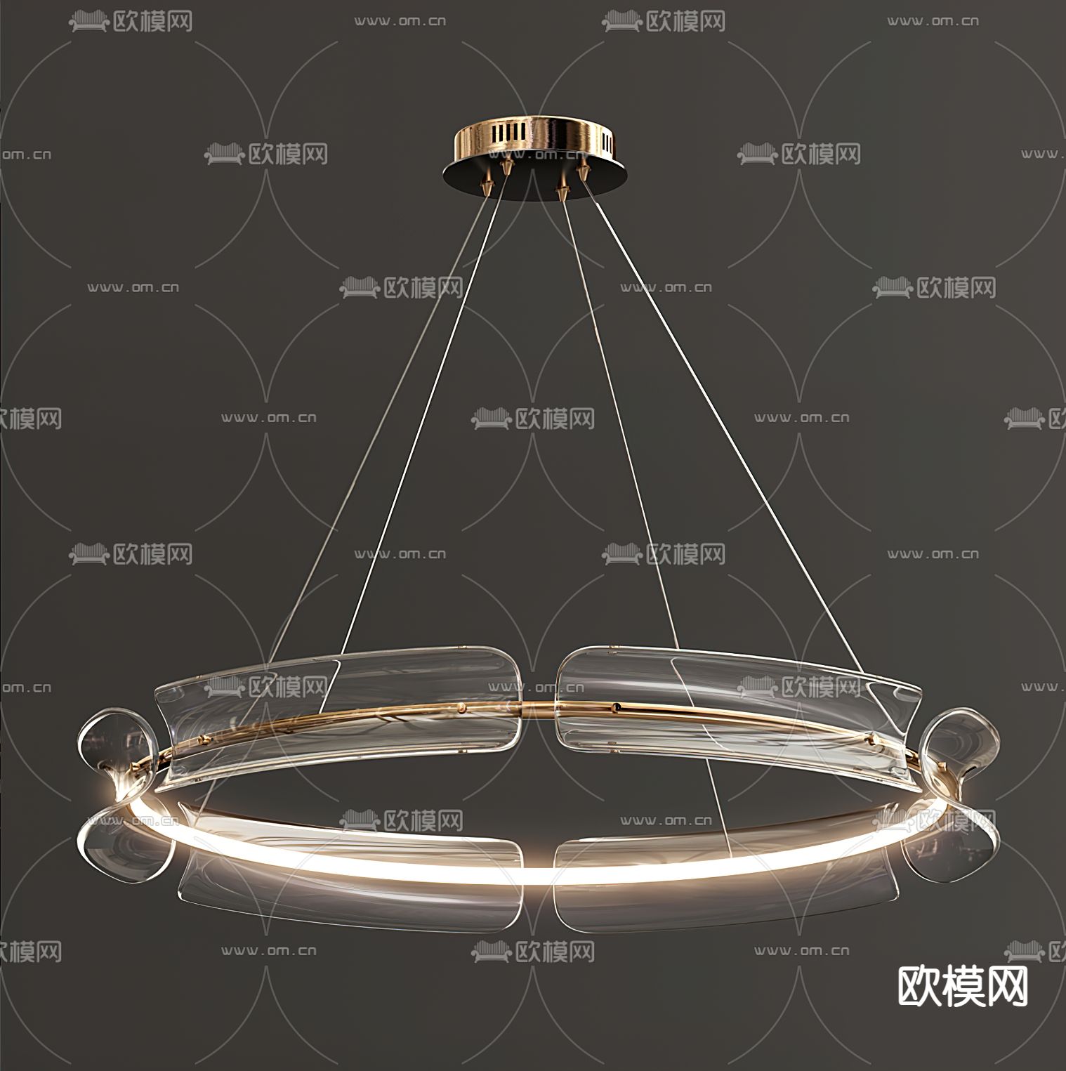 现代玻璃圆环吊灯3d模型下载_ID11494884_3dmax免费模型-欧模网