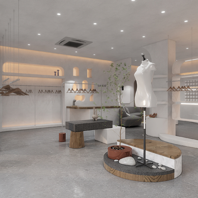  侘寂服装店su模型 