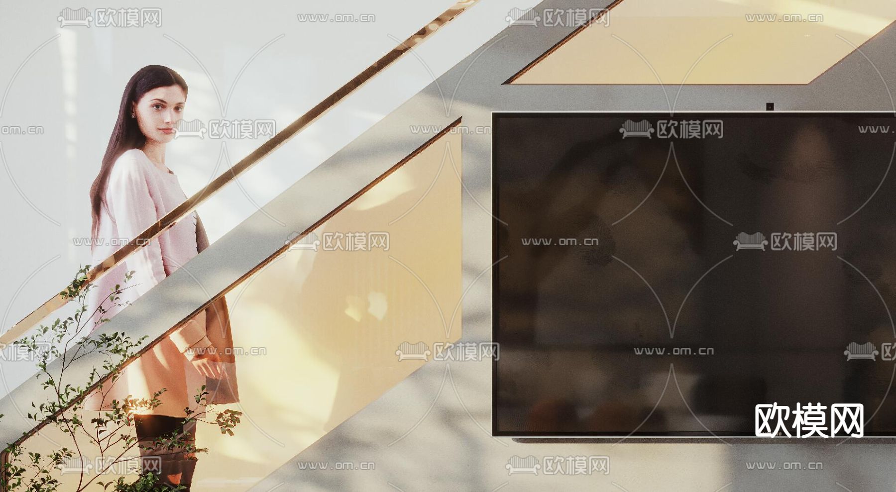 现代轻奢复式公寓3d模型下载（渲染图7）