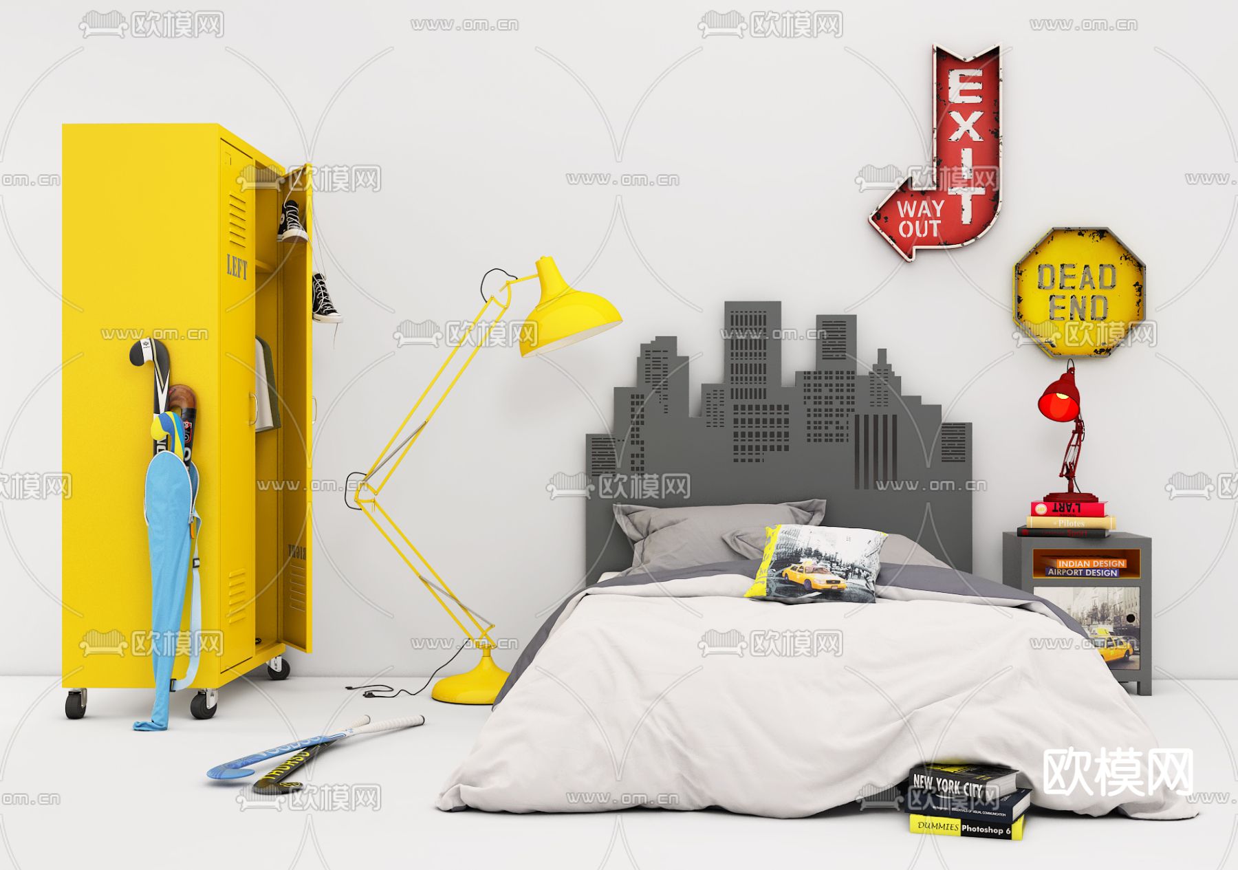 工业风儿童床3d模型下载