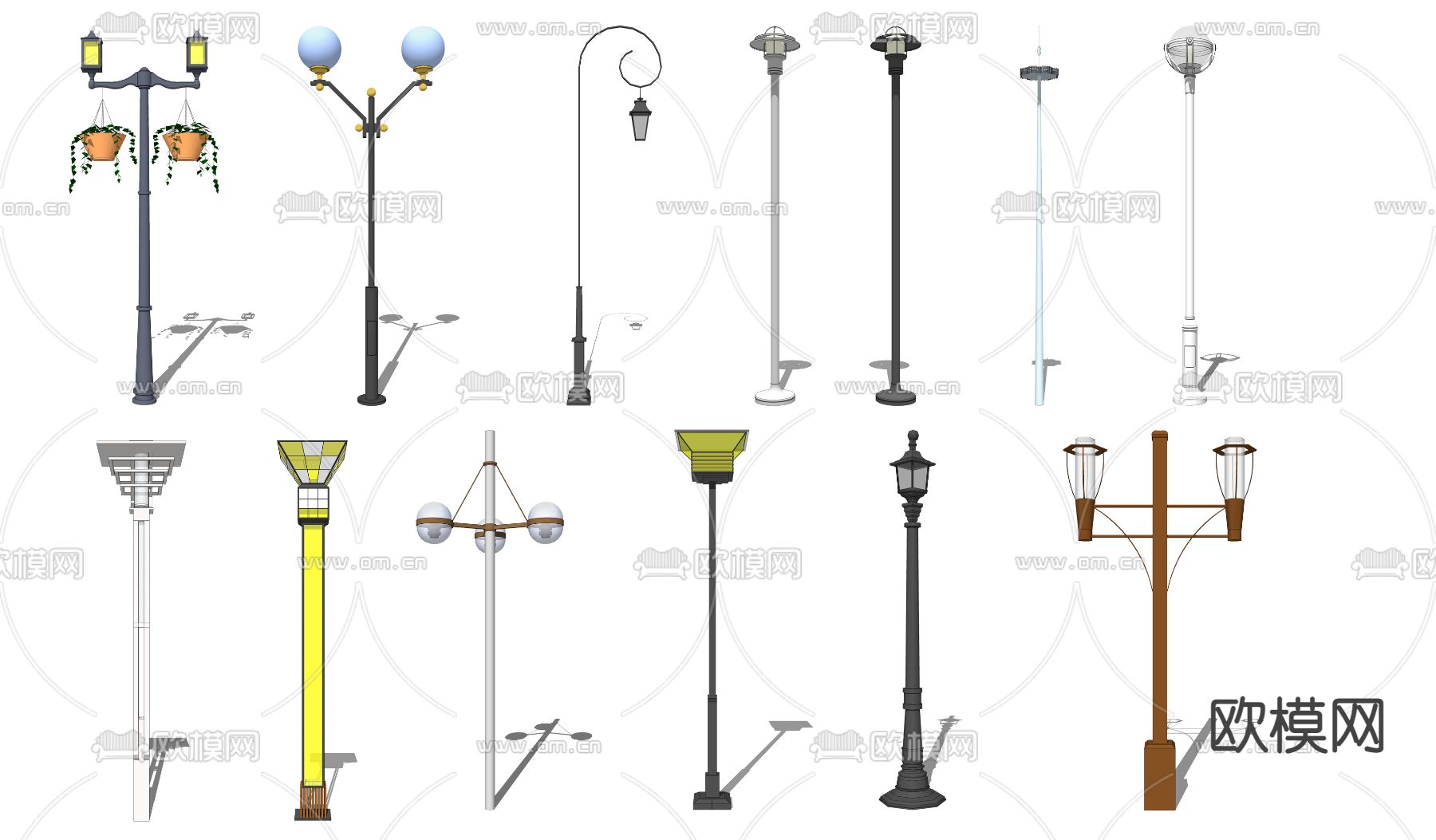 现代景观路灯su模型下载