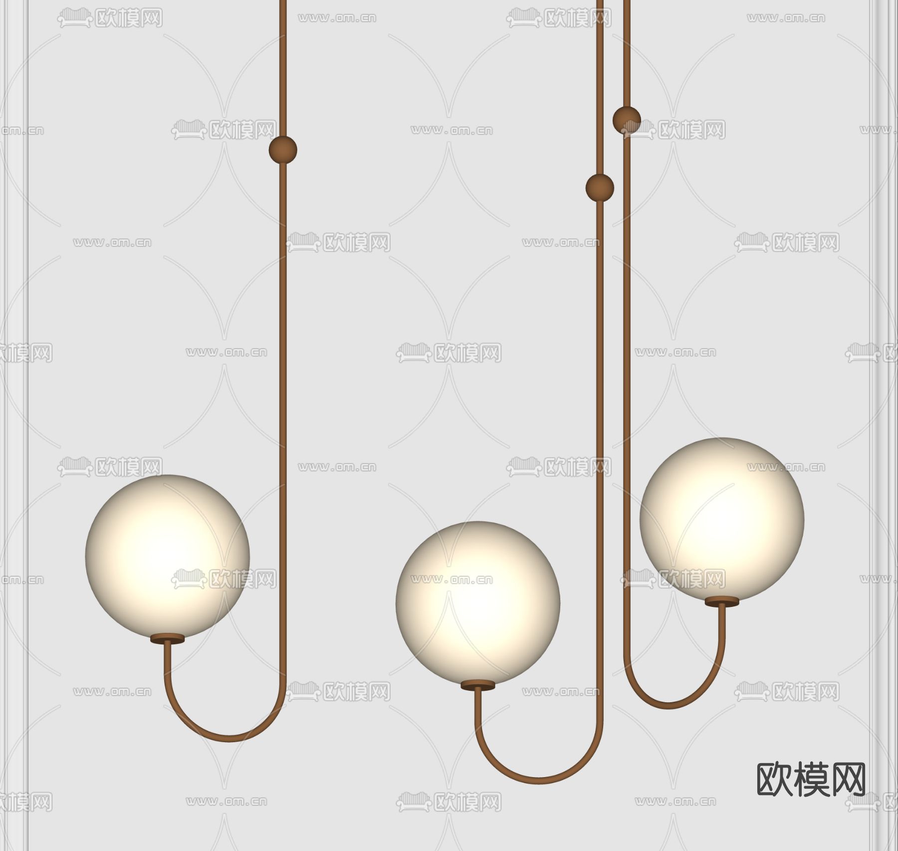 现代多头吊灯su模型下载（渲染图2）