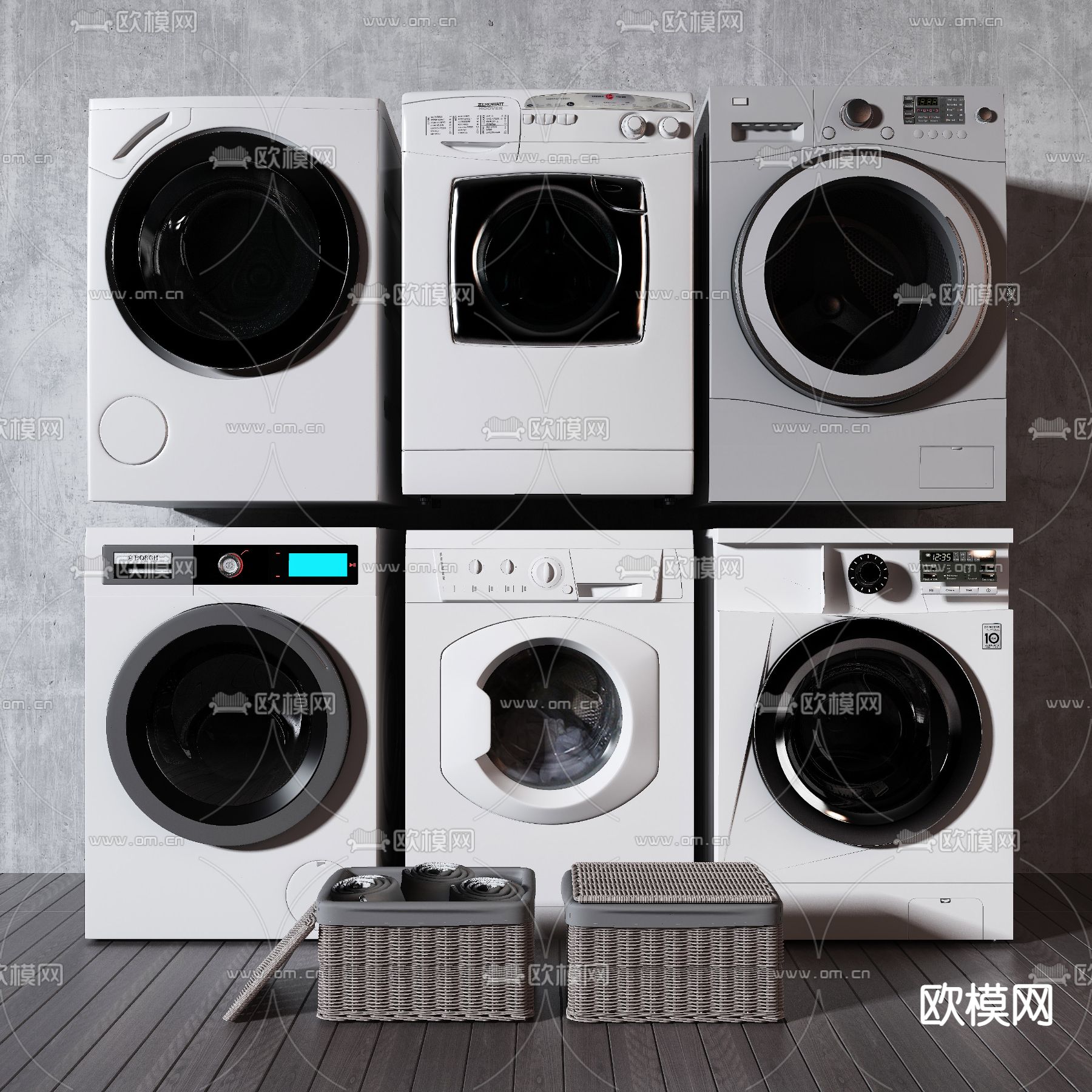 现代滚筒洗衣机3d模型下载