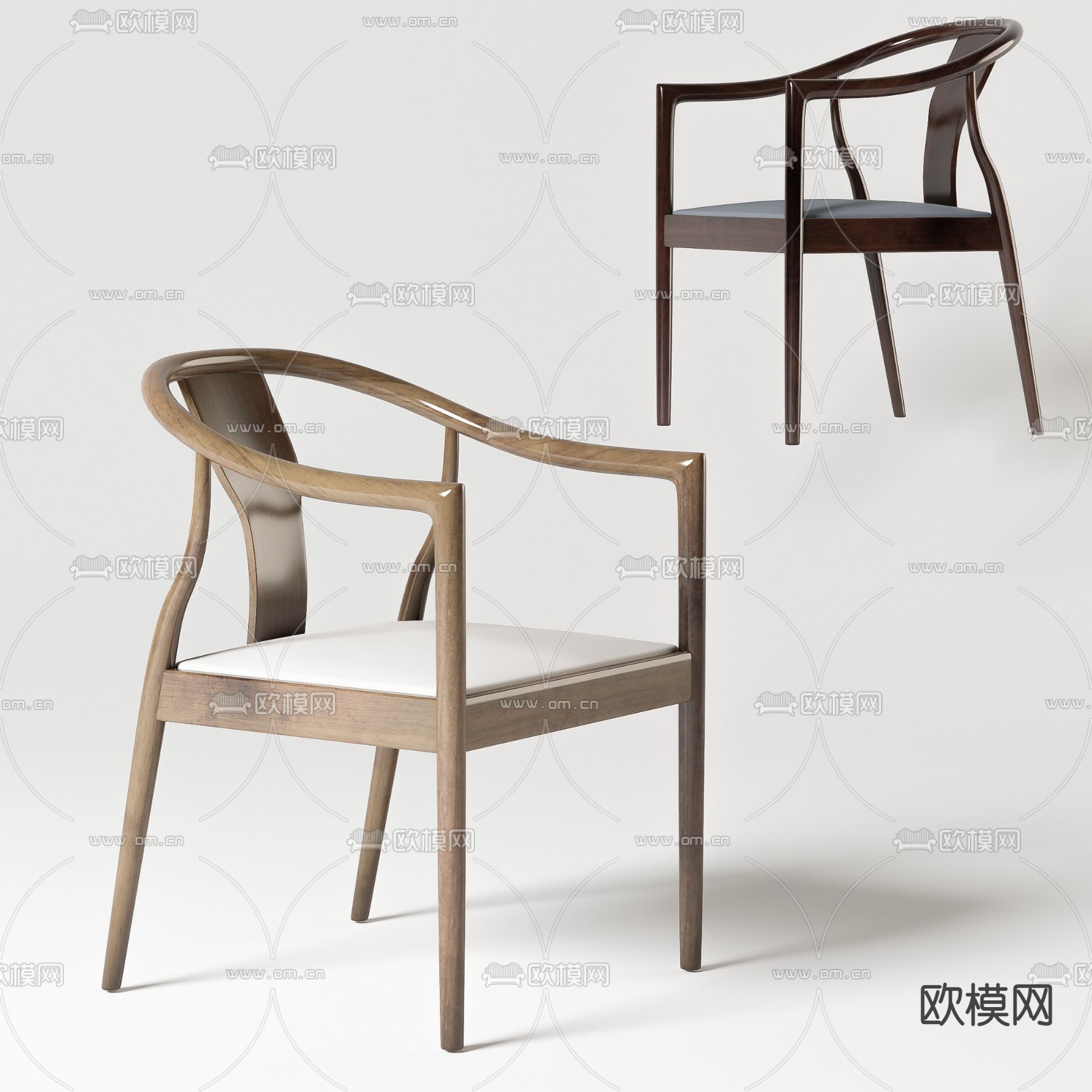 新中式实木单椅3d模型
