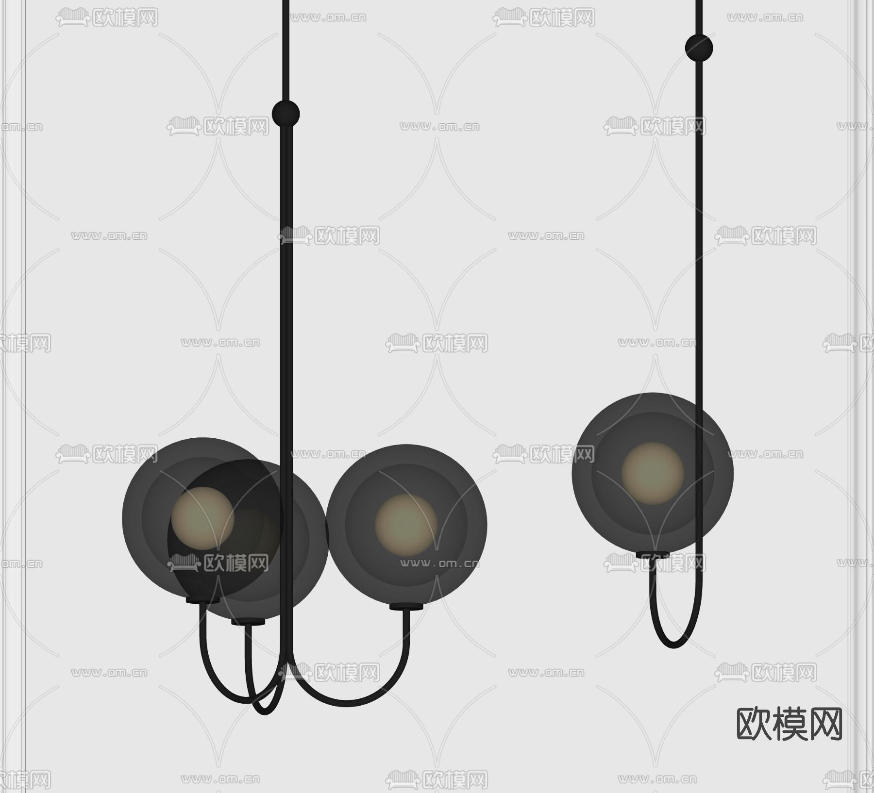 现代多头吊灯su模型下载（渲染图3）