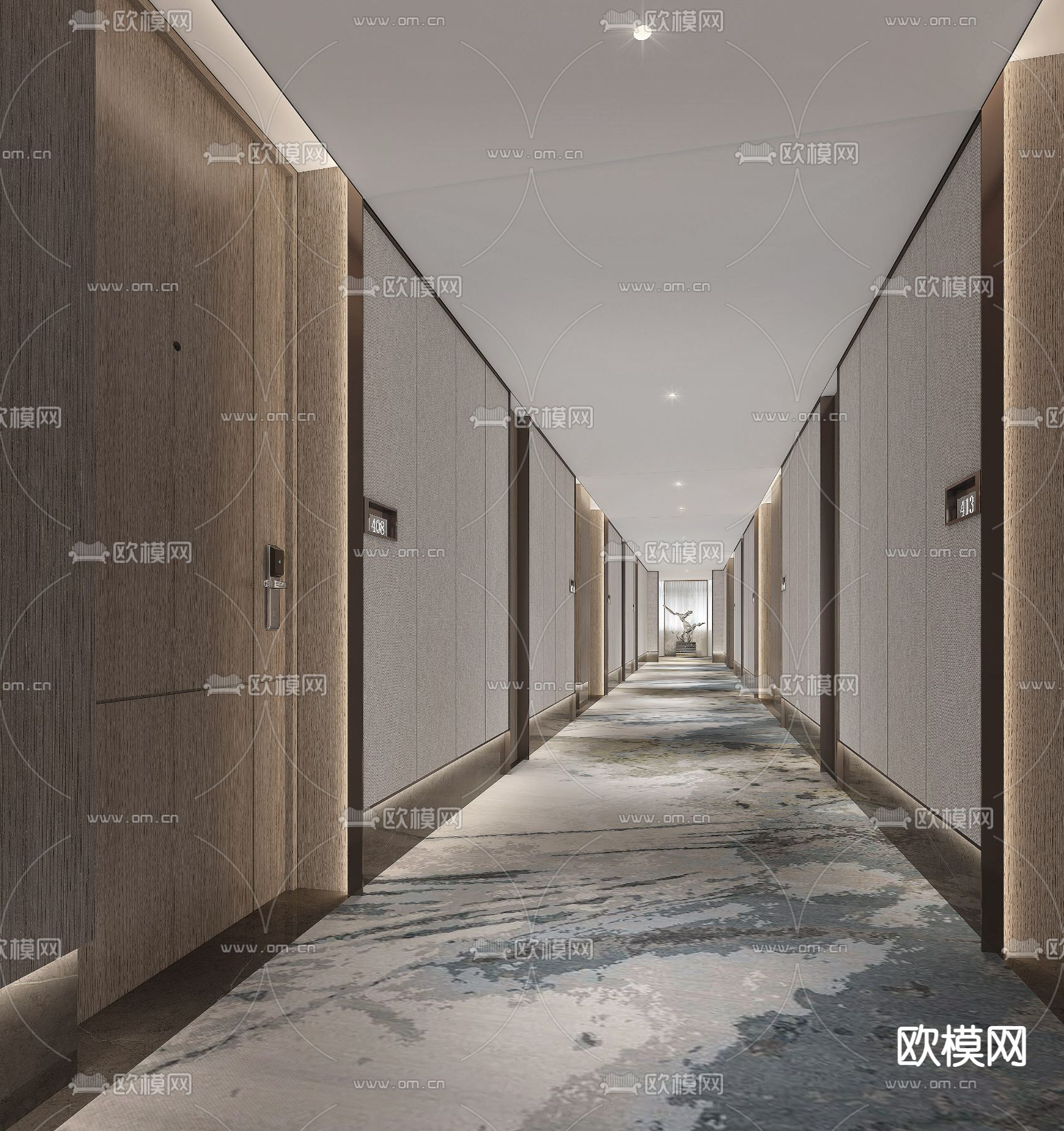 现代酒店走廊过道3d模型
