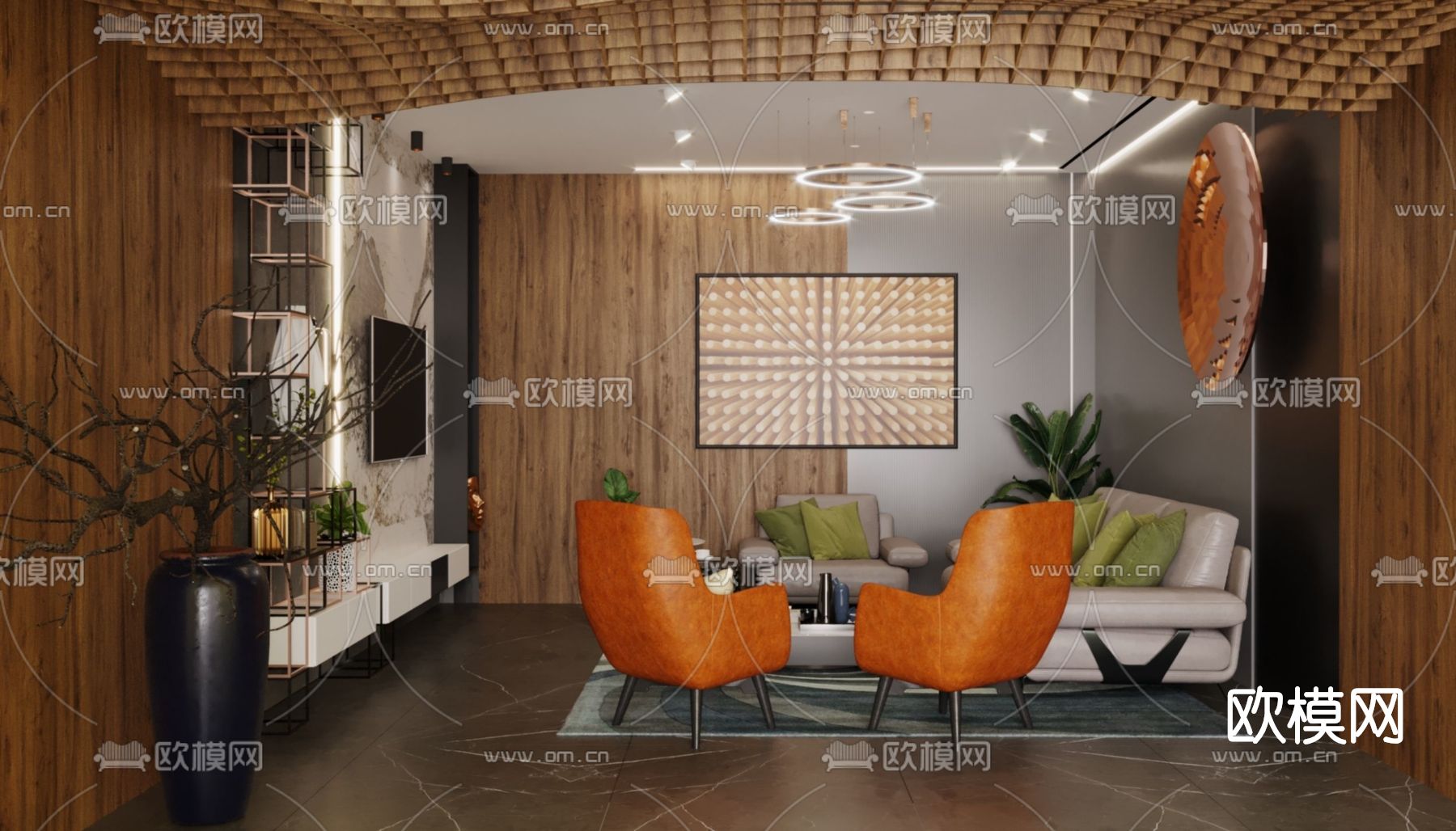 北欧客厅免费3d模型下载