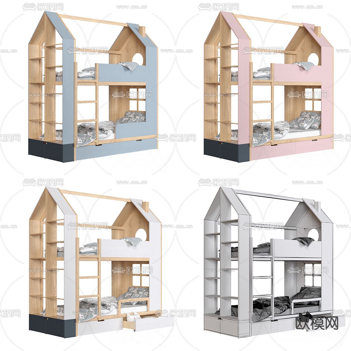 现代儿童上下床3d模型下载