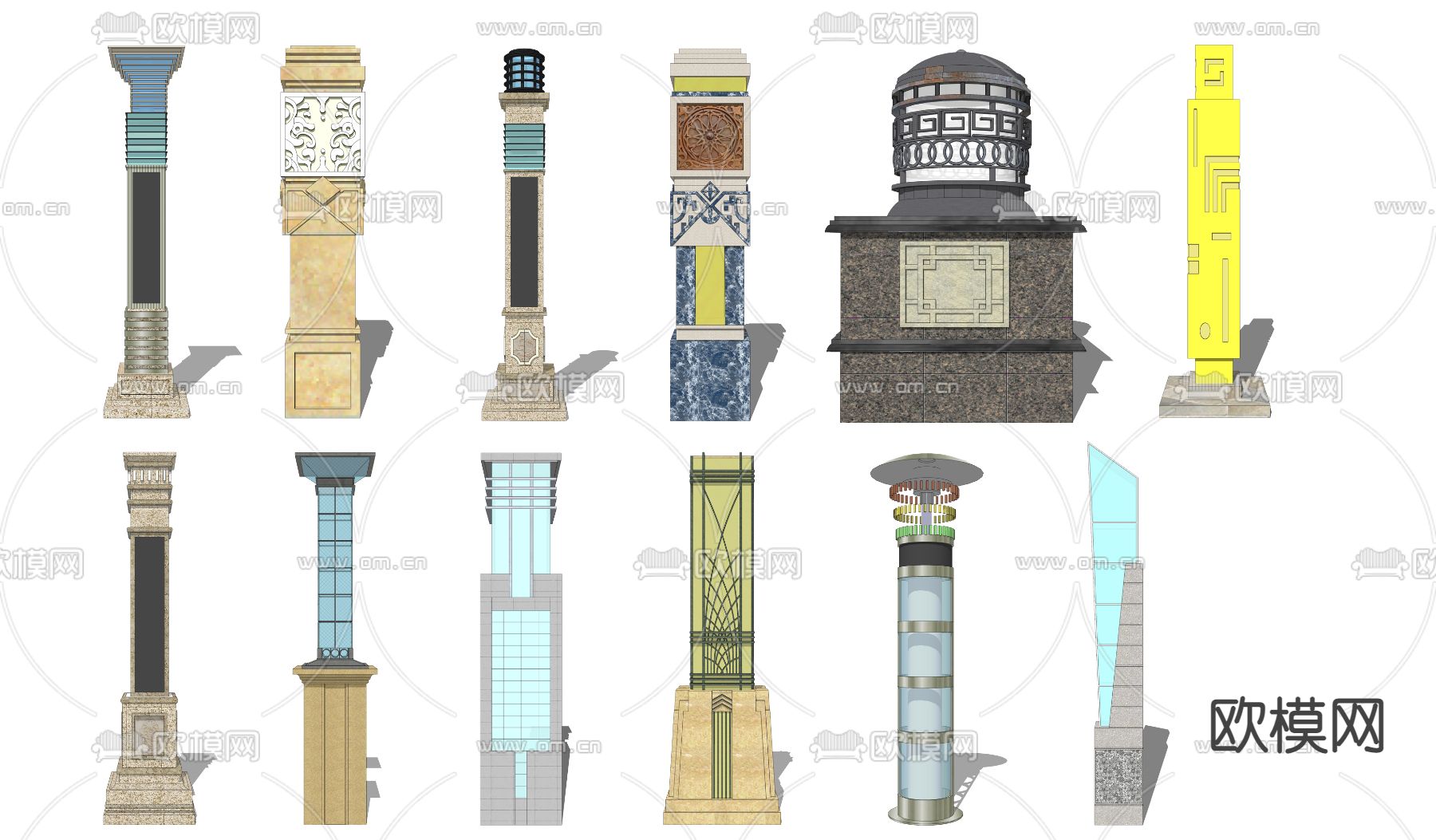 现代景观灯su模型下载