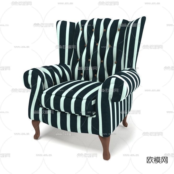 美式布艺单人沙发免费3d模型
