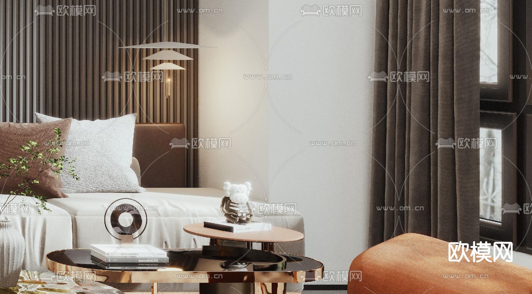 现代轻奢复式公寓3d模型下载（渲染图4）