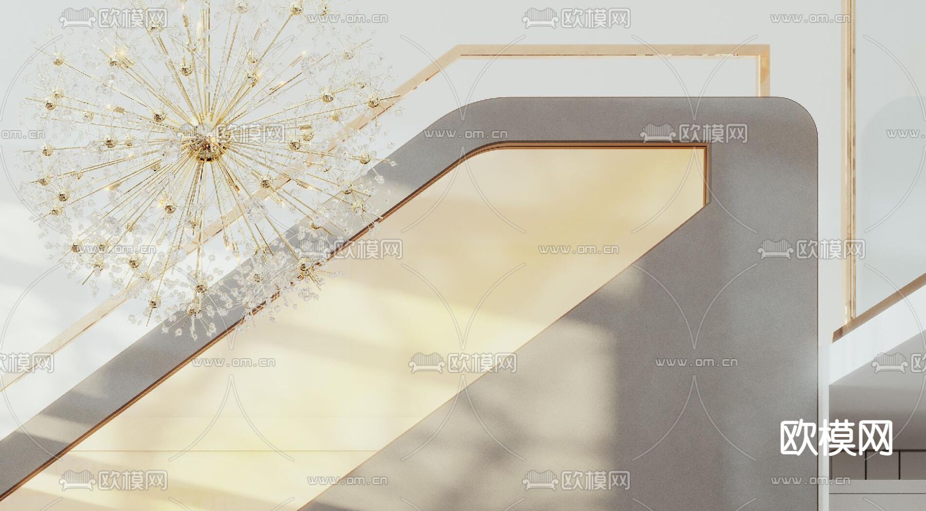 现代轻奢复式公寓3d模型下载（渲染图9）