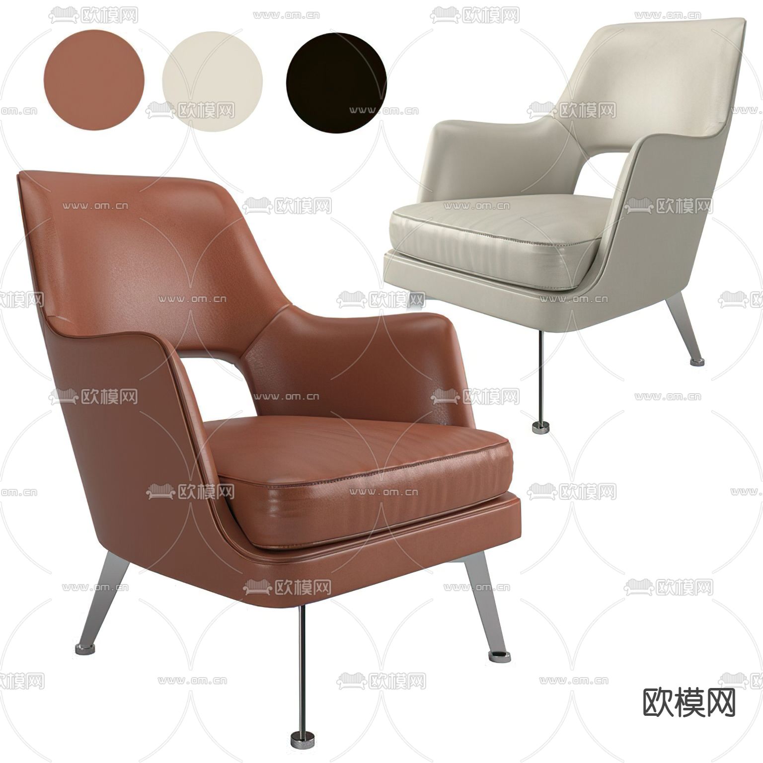 现代皮革办公沙发3d模型