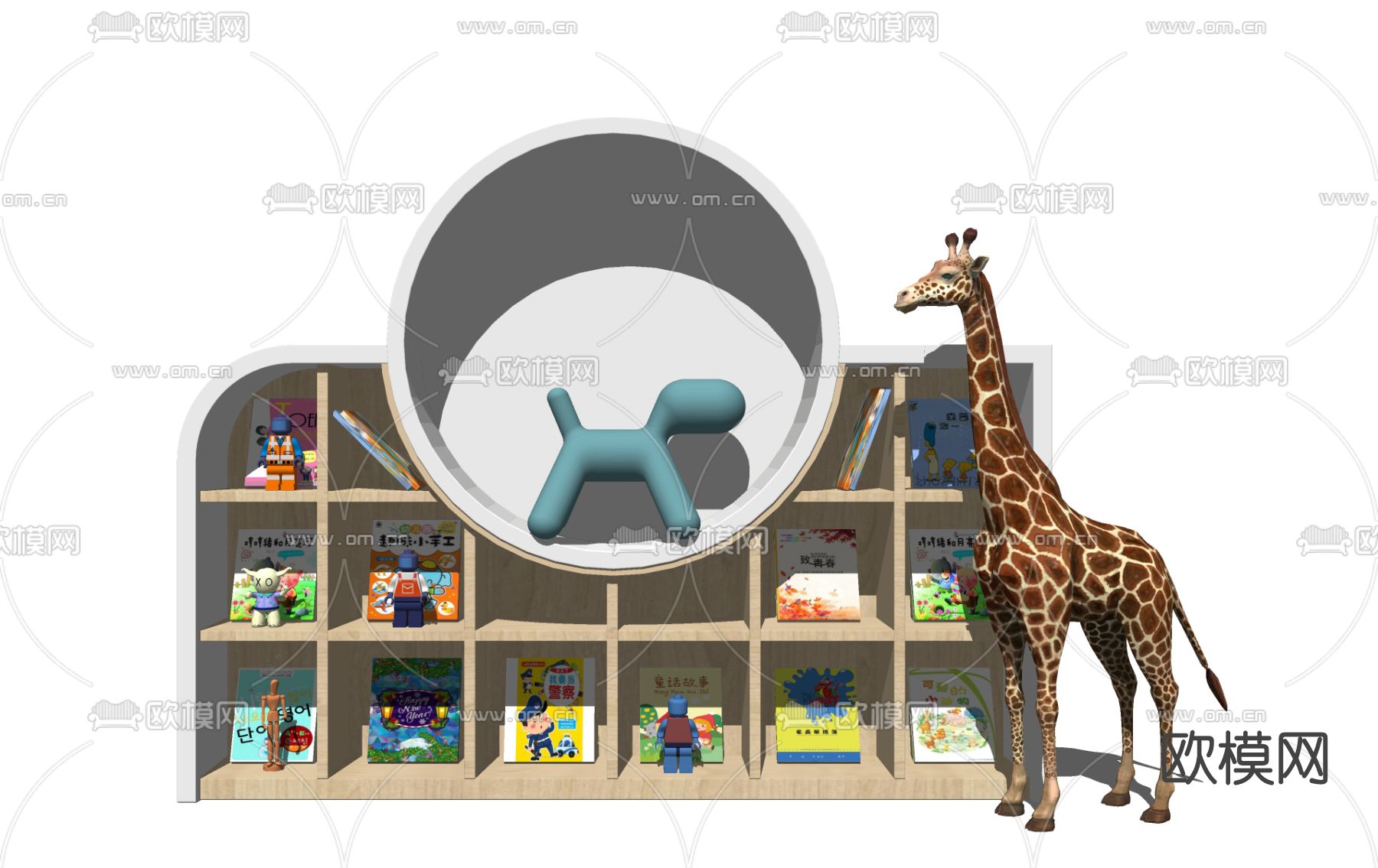 北欧儿童书柜su模型下载