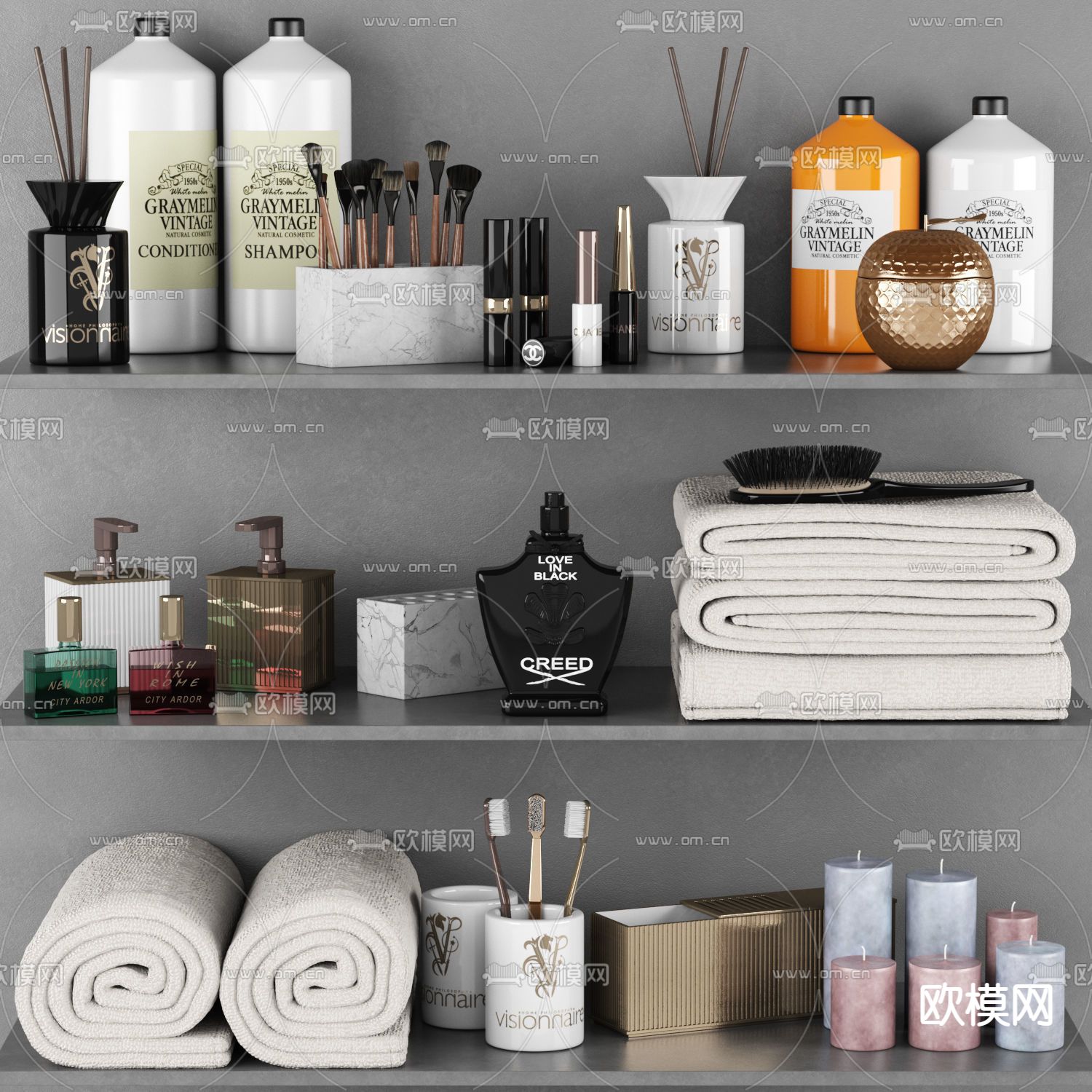 现代化妆品洗涤用品3d模型下载（渲染图1）