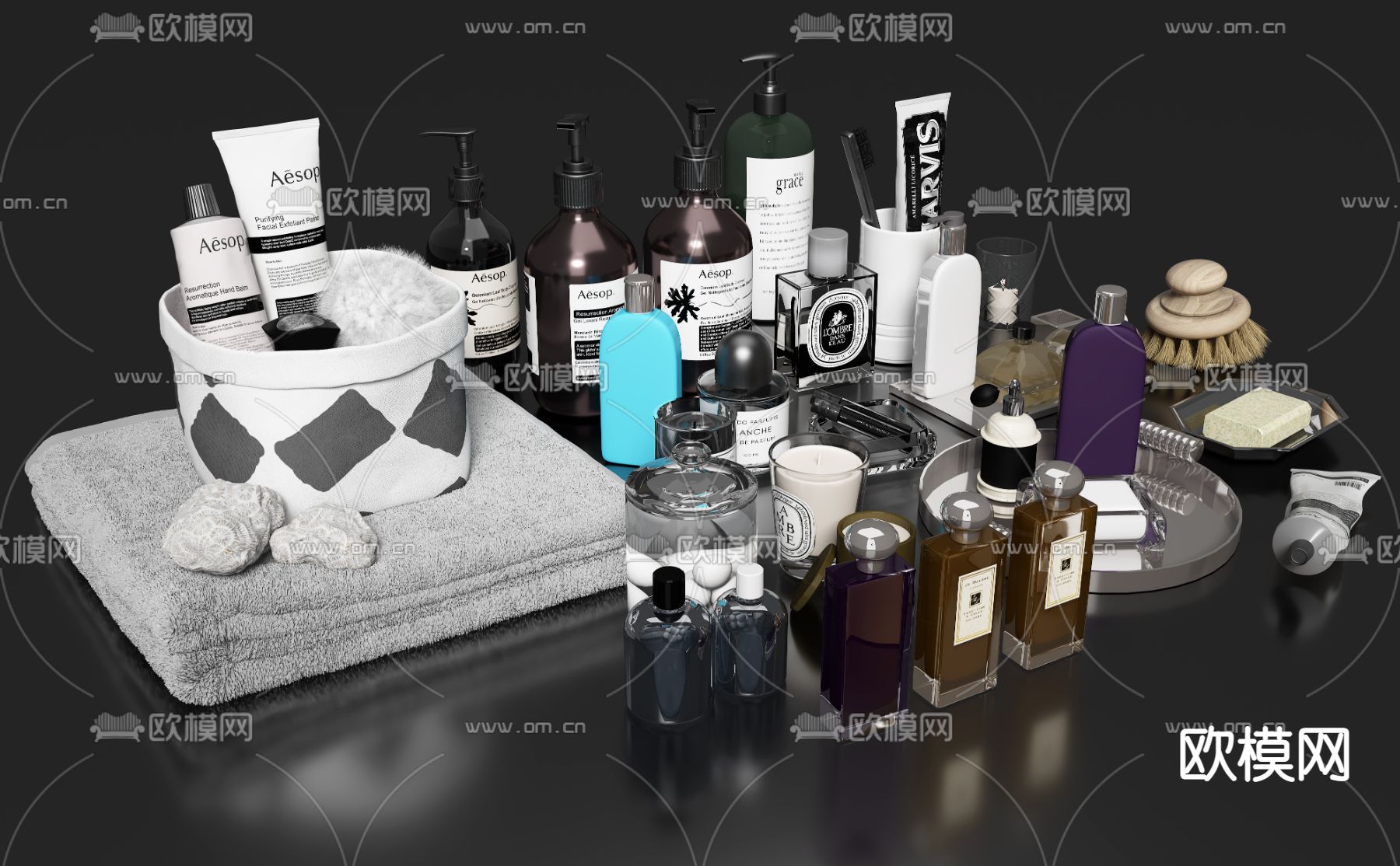 现代洗浴用品化妆品3d模型
