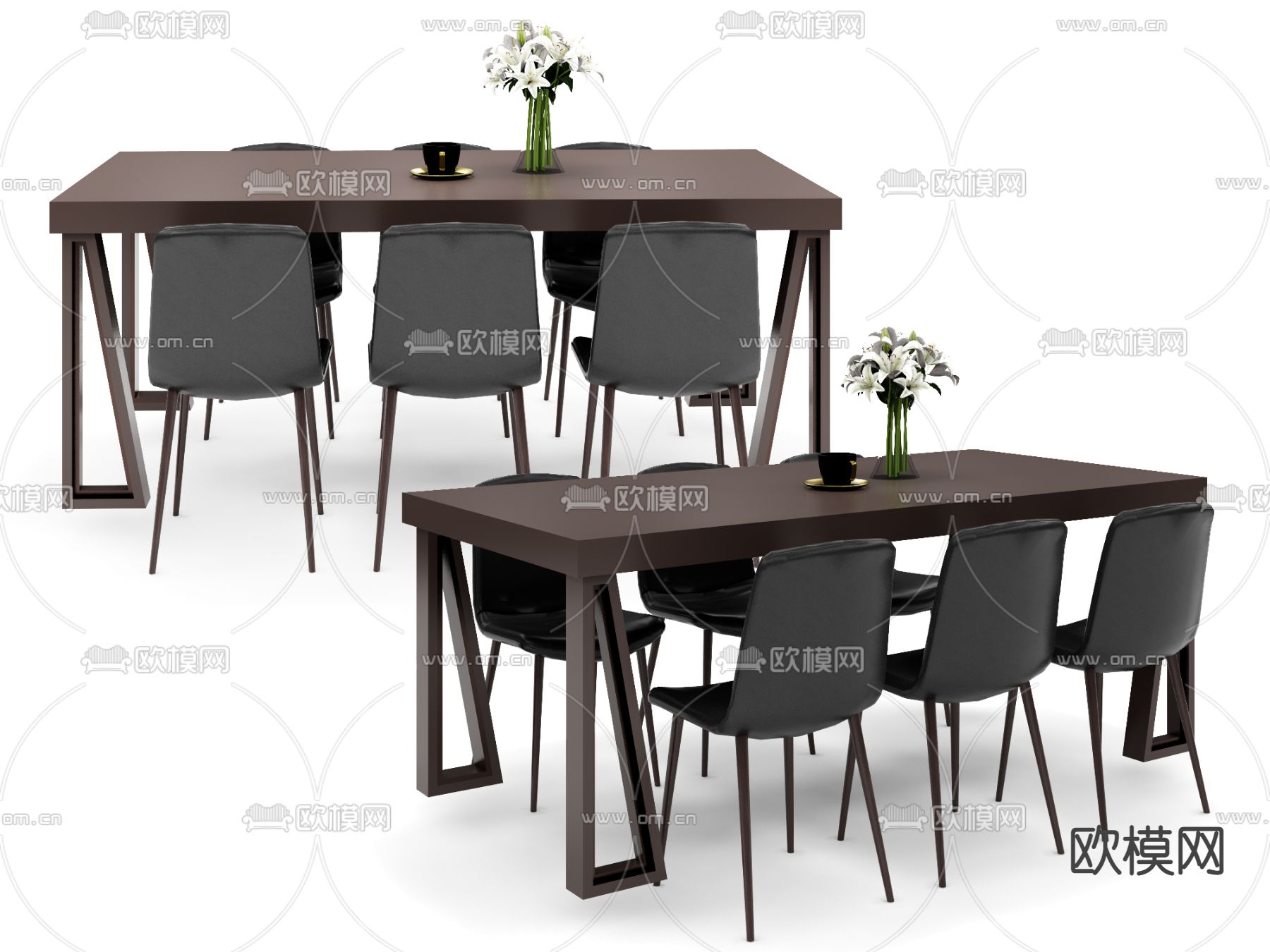 现代轻奢餐桌椅su模型下载