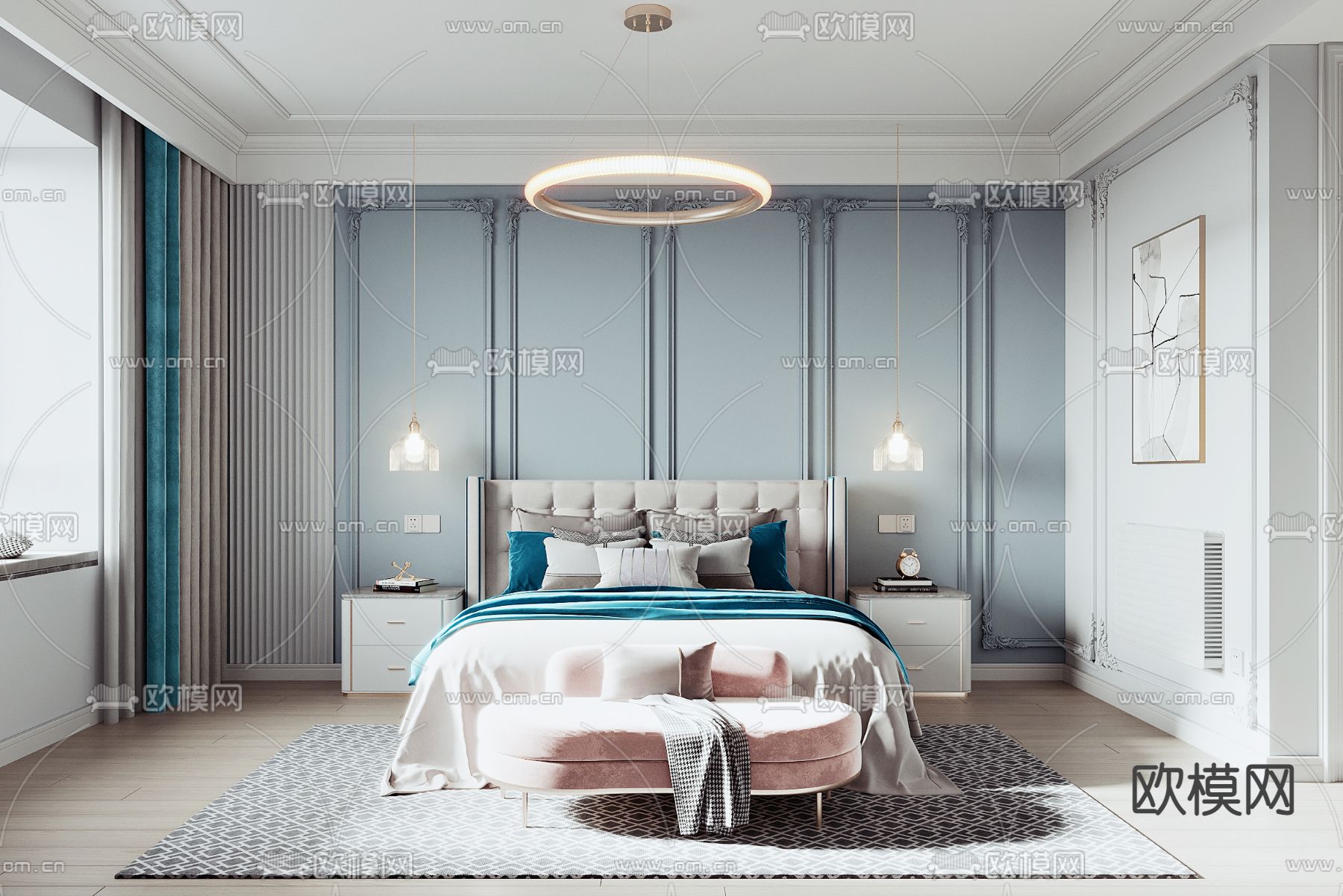 北欧卧室主人房3d模型下载