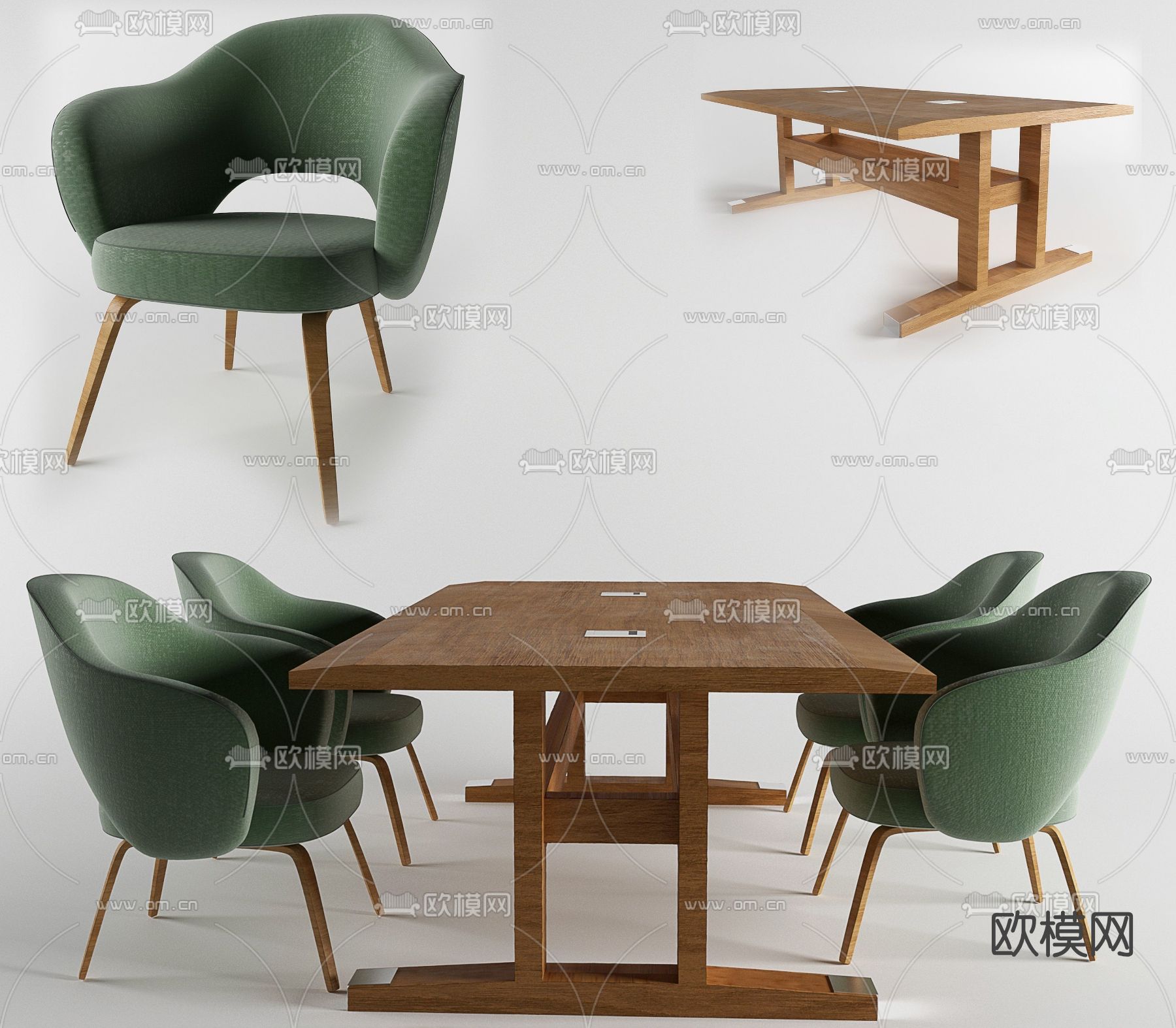 北欧餐桌椅免费3d模型下载