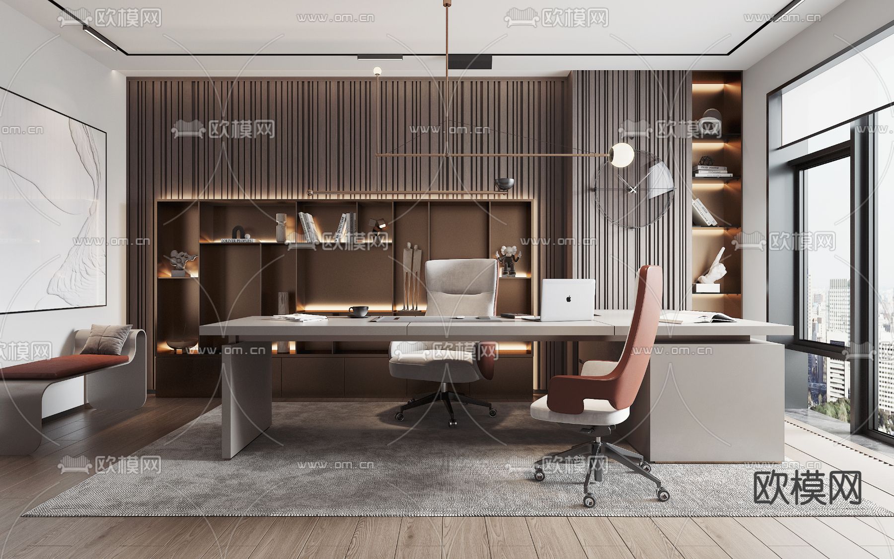 现代总经理办公室3d模型下载